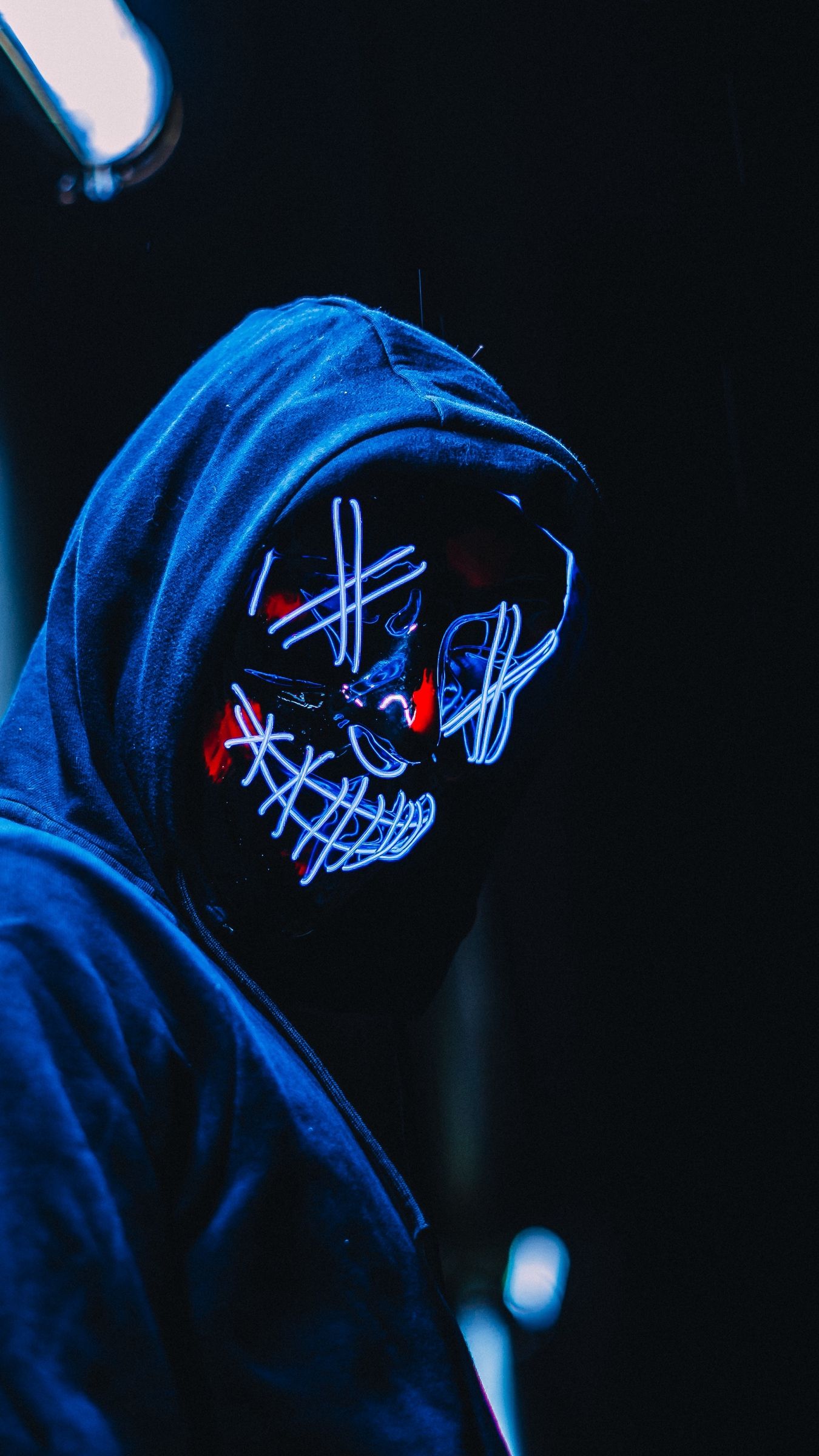 Maschera anonima luminosa neon, 1350x2400 Verticale, Telefono