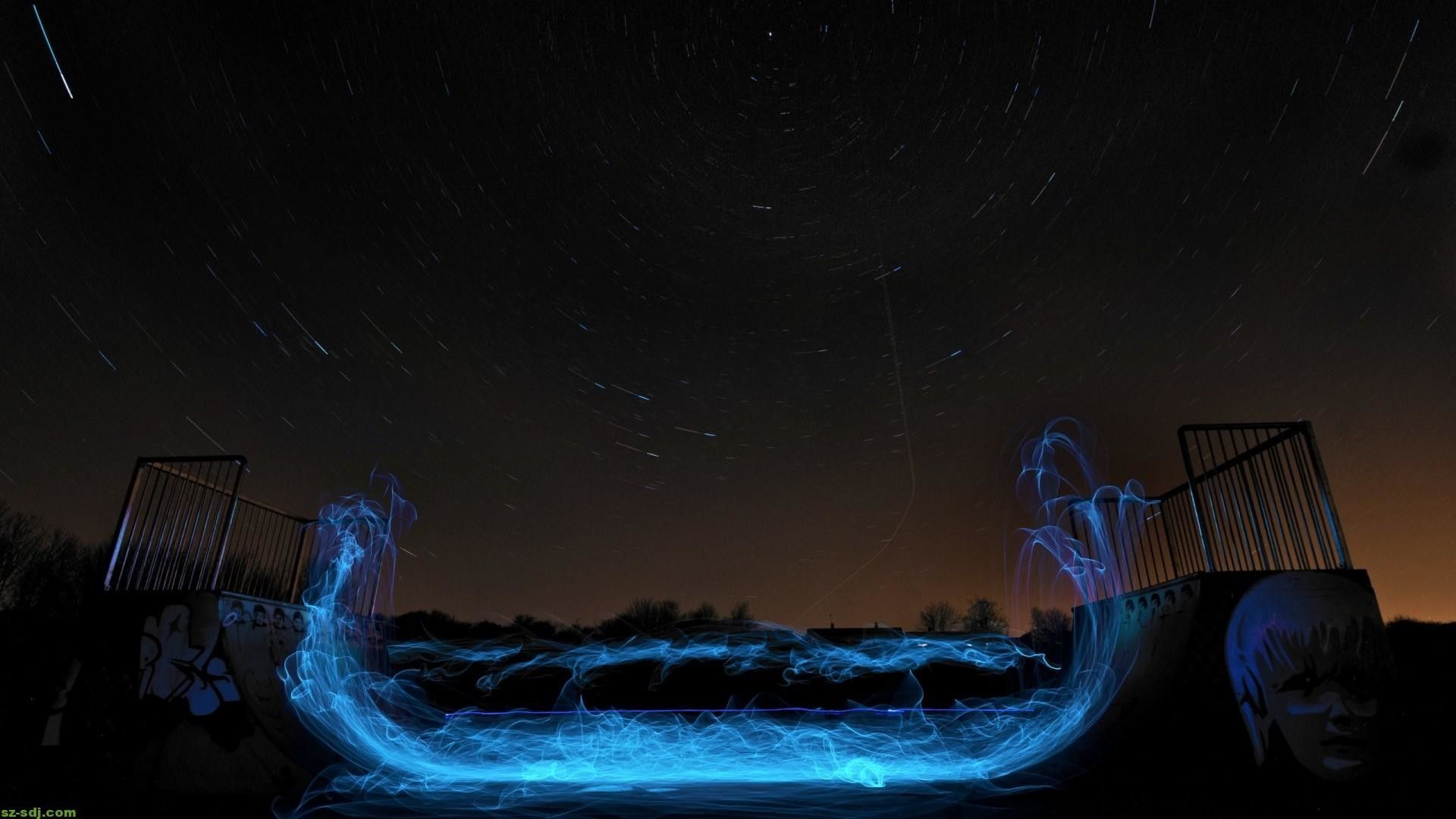 onde bioluminescenti blu notturne, 1920x1080 1080p, Laptop