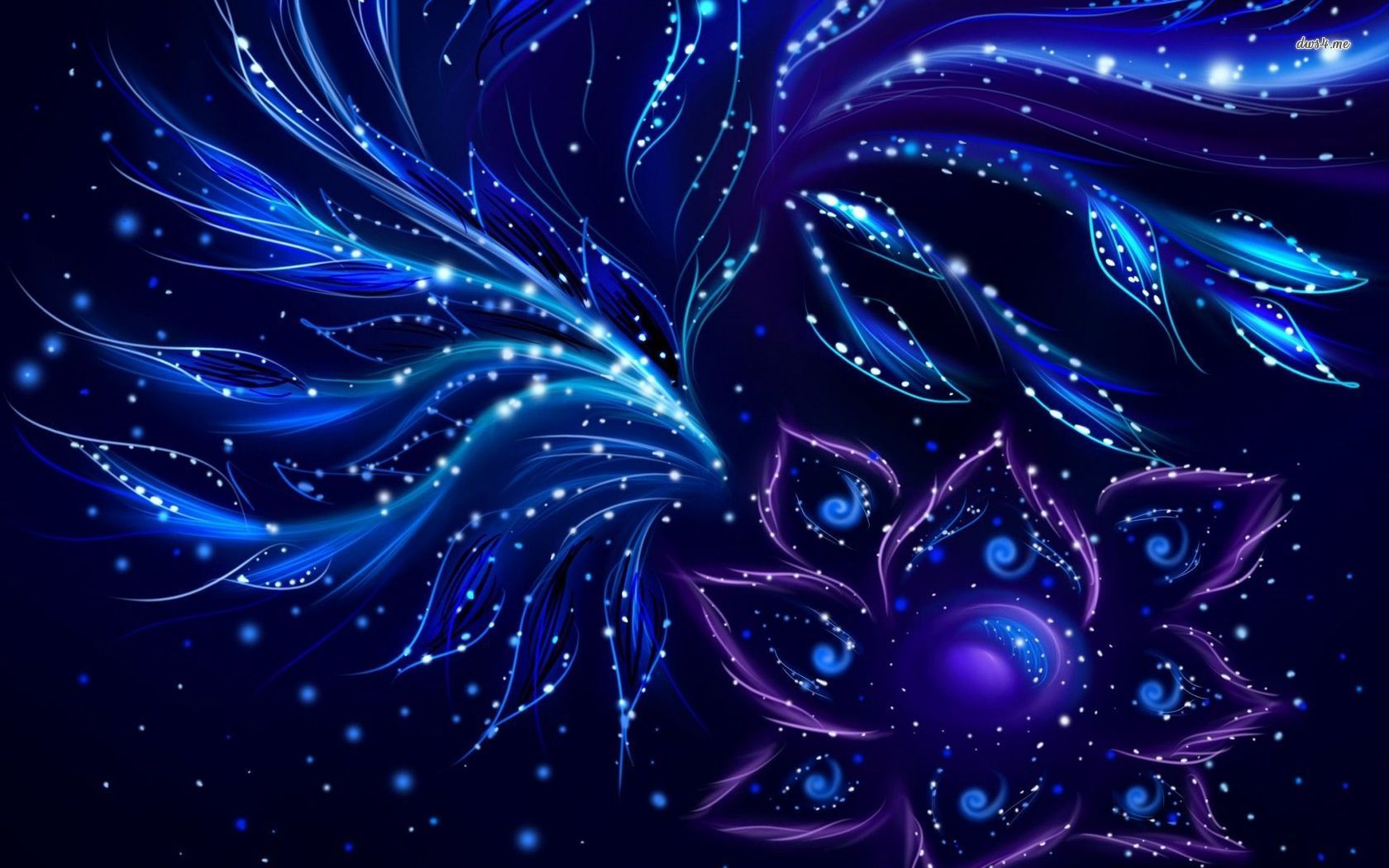 Fiore e piume luminose blu, 1680x1050 900p, Laptop