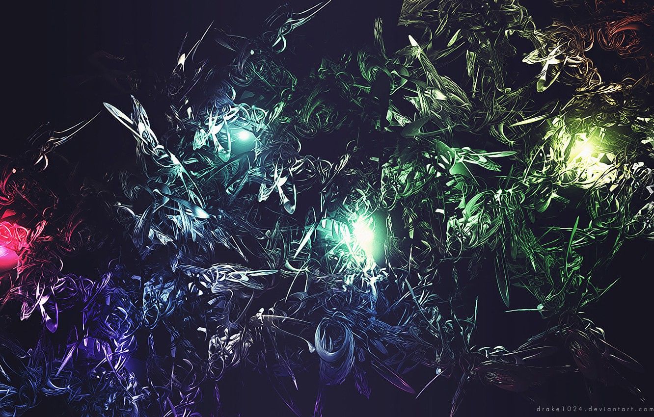 Foglie con luci colorate luminose, 1332x850 720p, PC