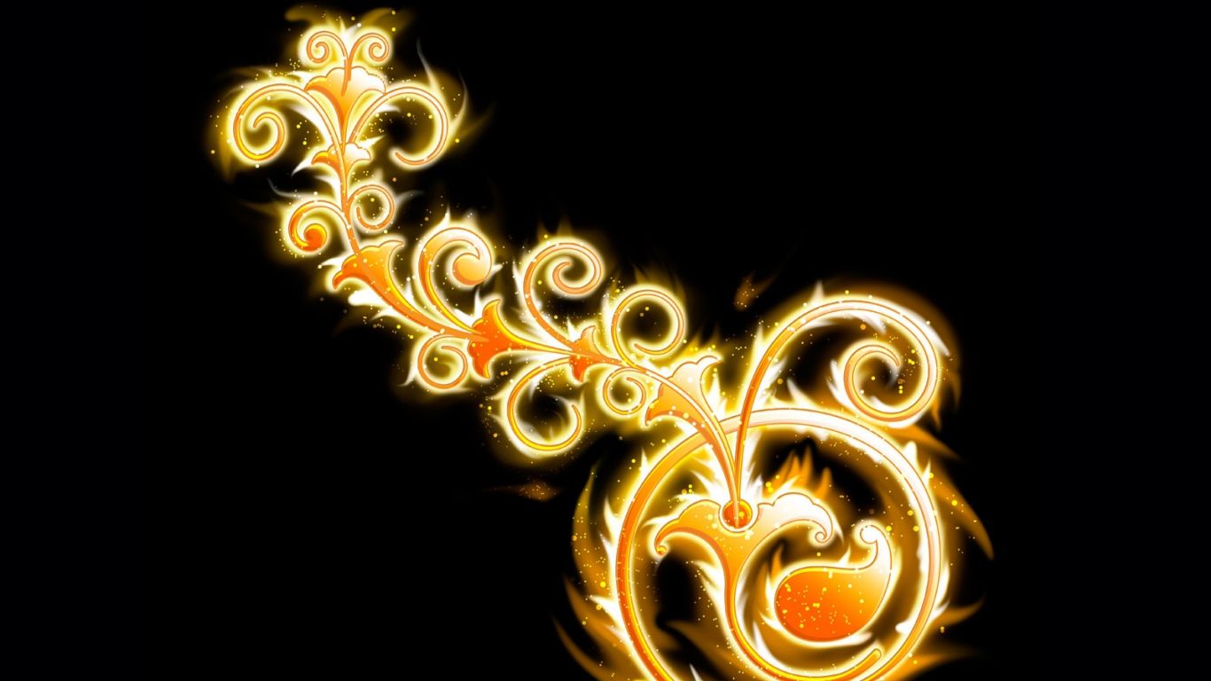 Motivo floreale dorato luminoso, 1366x768 HD, Desktop