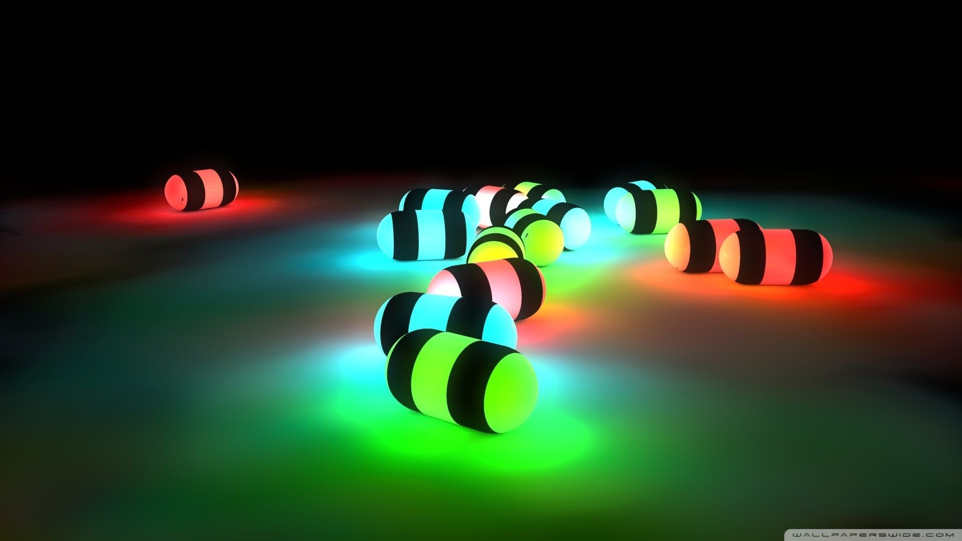 Sfere luminose fluorescenti nel buio, 1920x1080 Full HD 1080p, Laptop