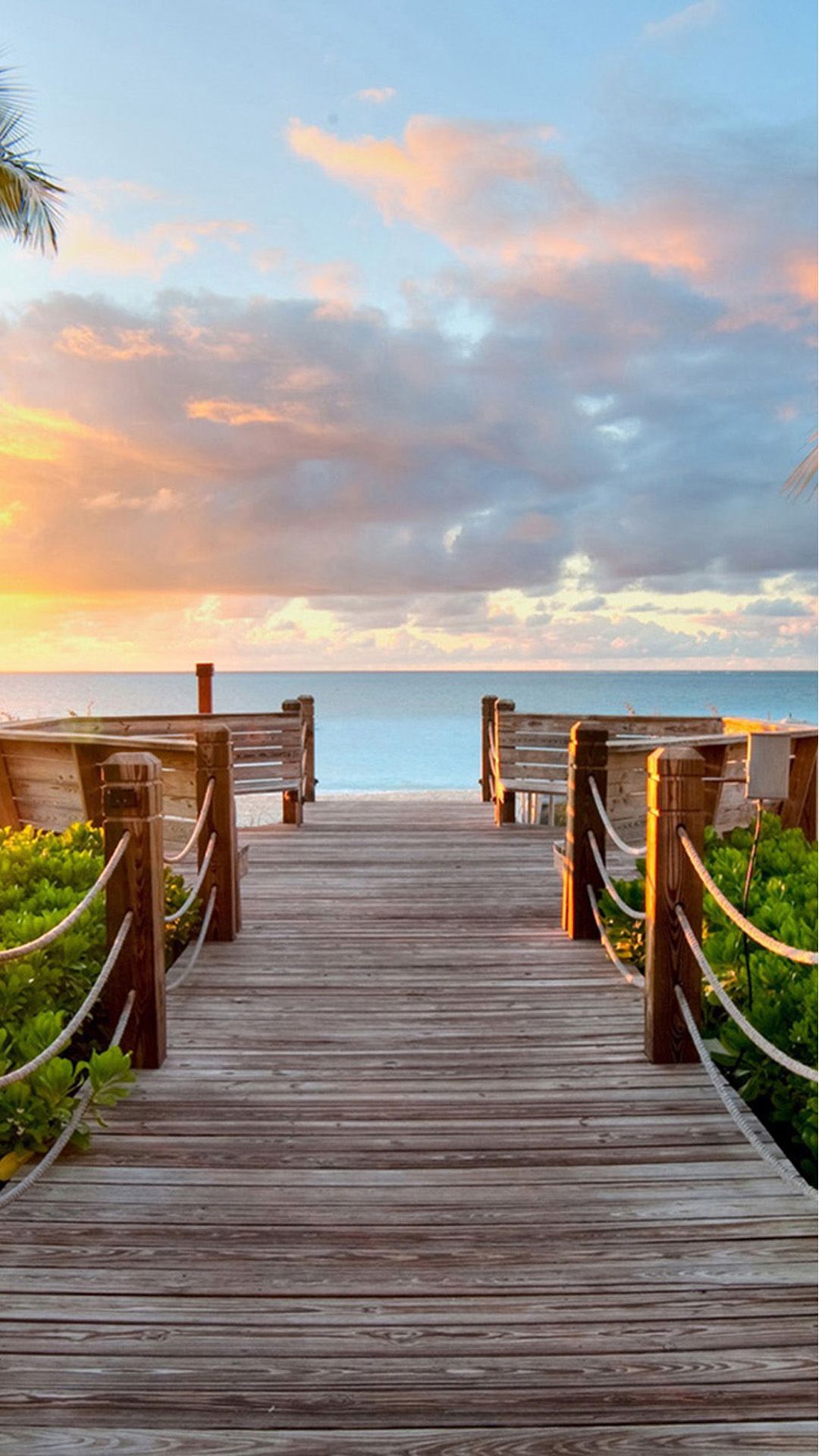 Passerella di legno al tramonto, 1080x1920 Full HD Verticale, iPhone