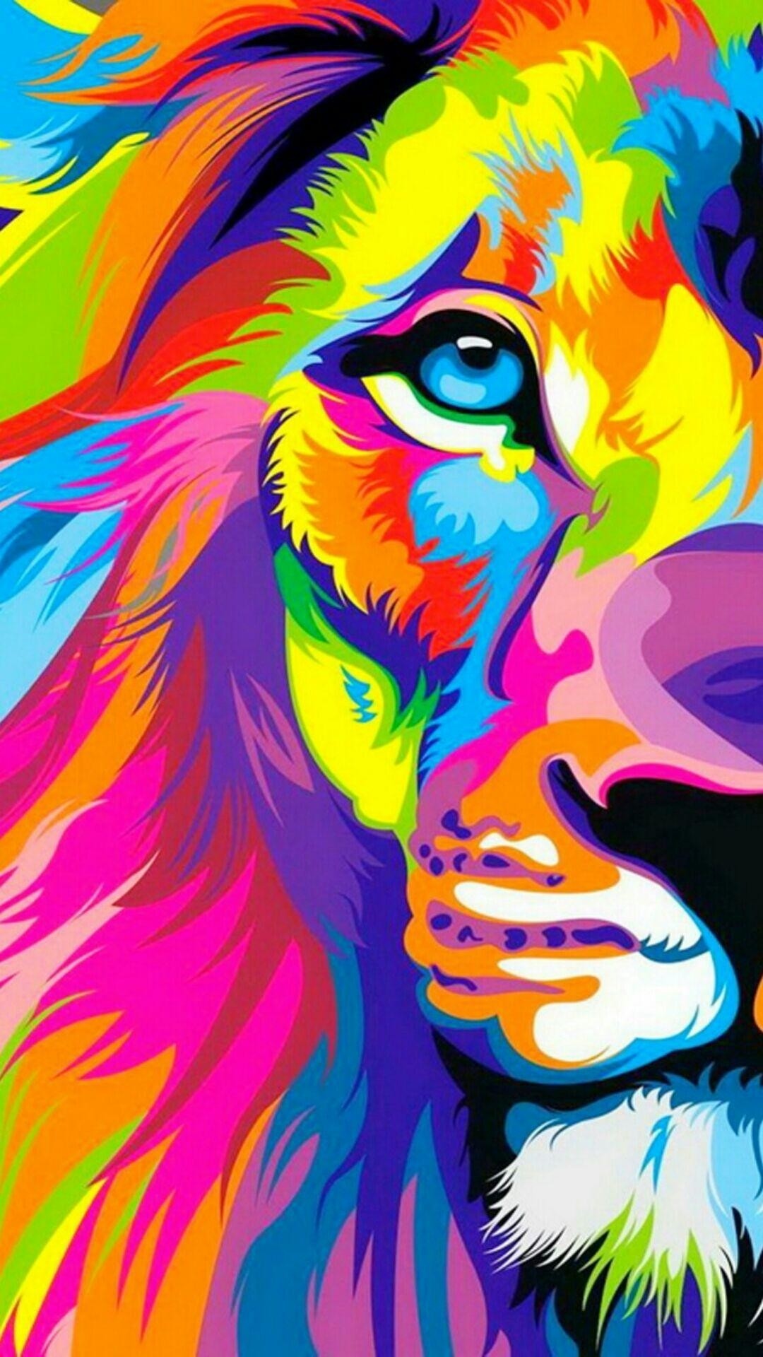 Leone colorato pop art, 1080x1920 Full HD Verticale, iPhone