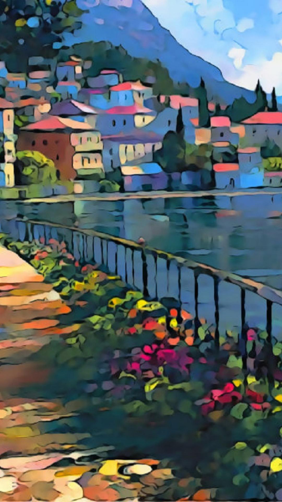 Città costiera colorata italiana, 900x1600 Verticale, Mobile