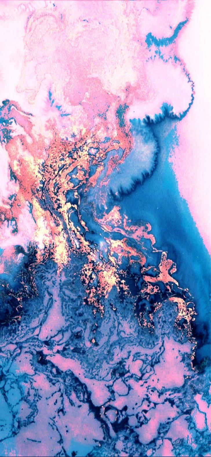 Astratto marmorizzato rosa e blu, 728x1576 Verticale, Telefono