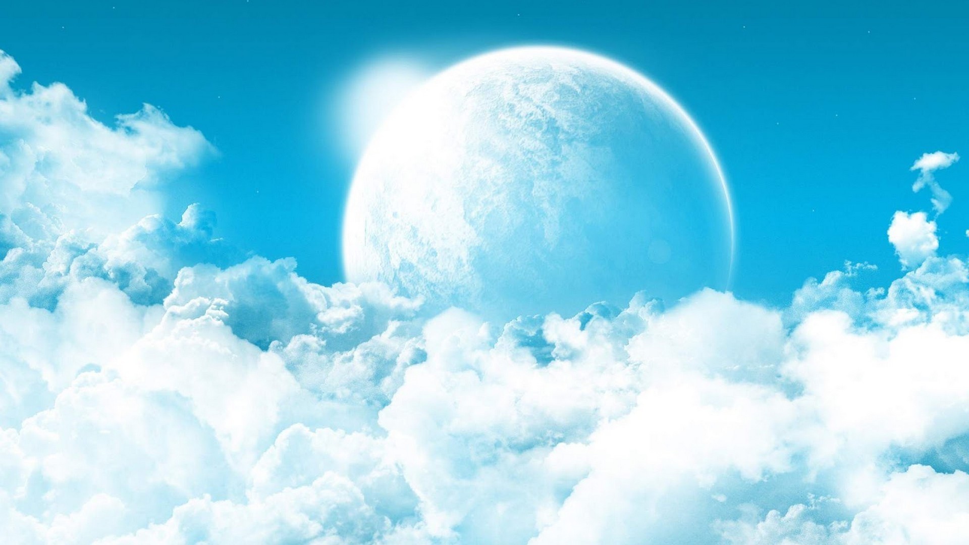 Pianeta luminoso tra nuvole azzurre, 1920x1080 1080p, Laptop