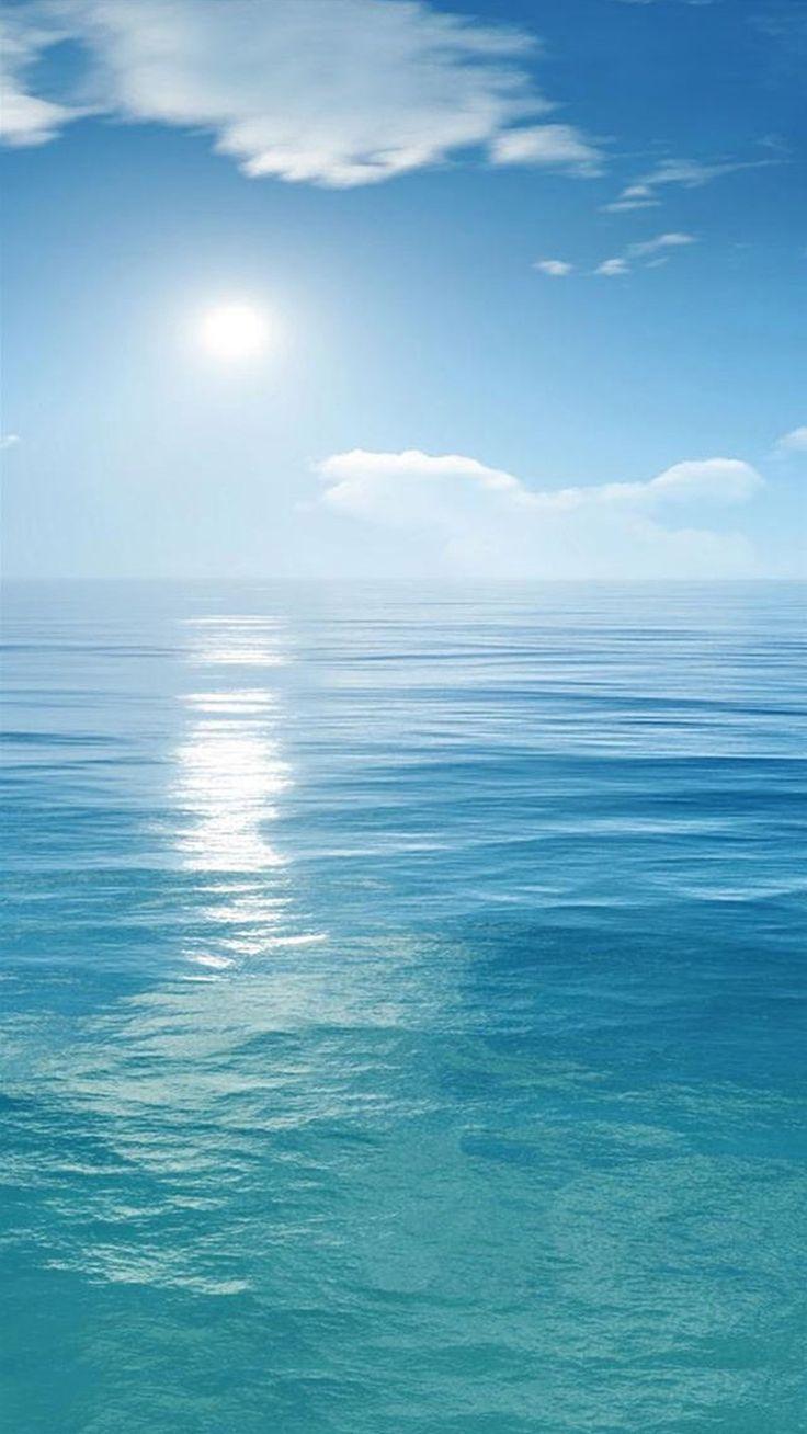 Oceano azzurro con sole, 736x1308 Verticale, Telefono