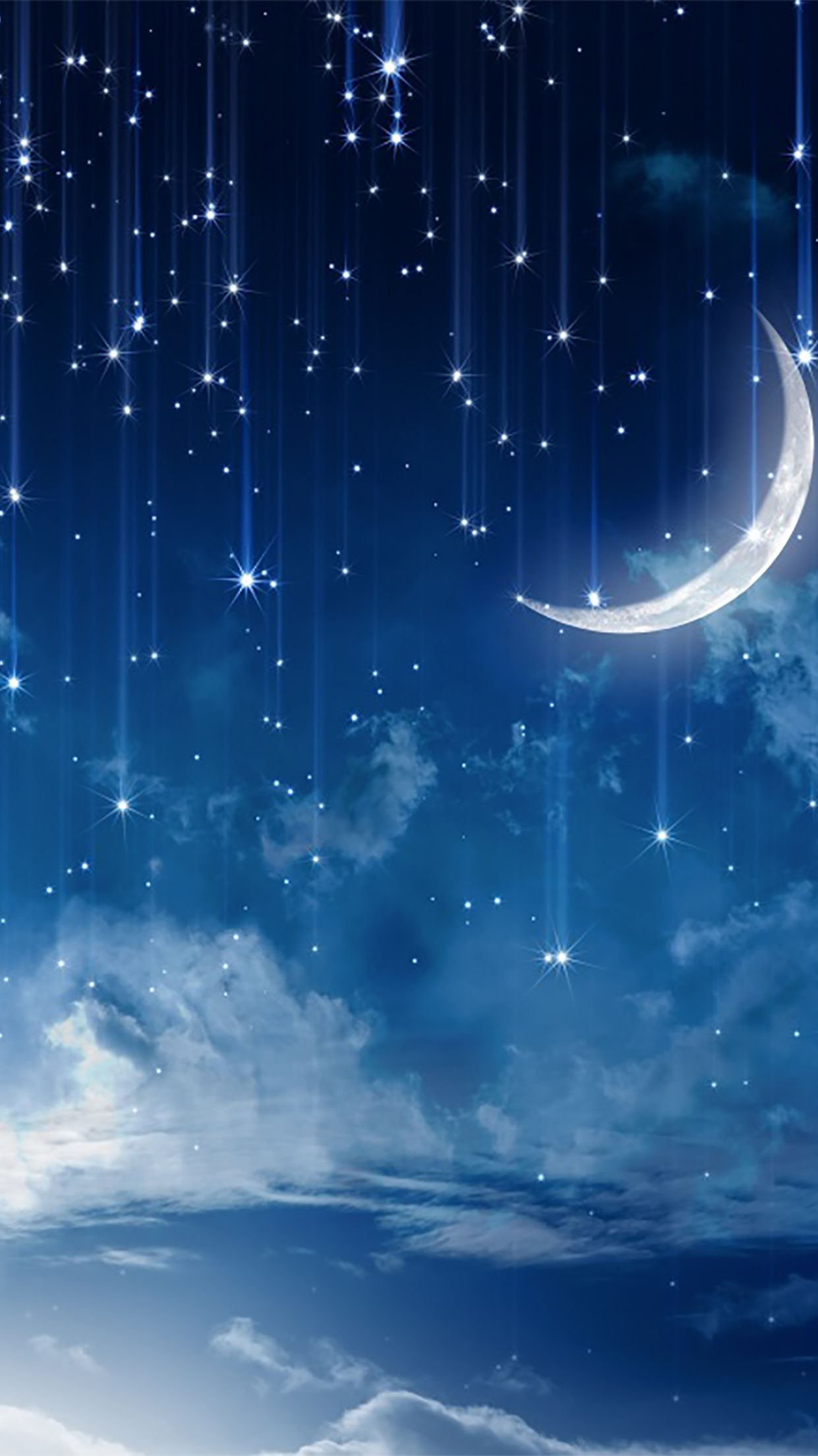 Luna blu con stelle cadenti, 1241x2209 Full HD Verticale, iPhone Pro Max