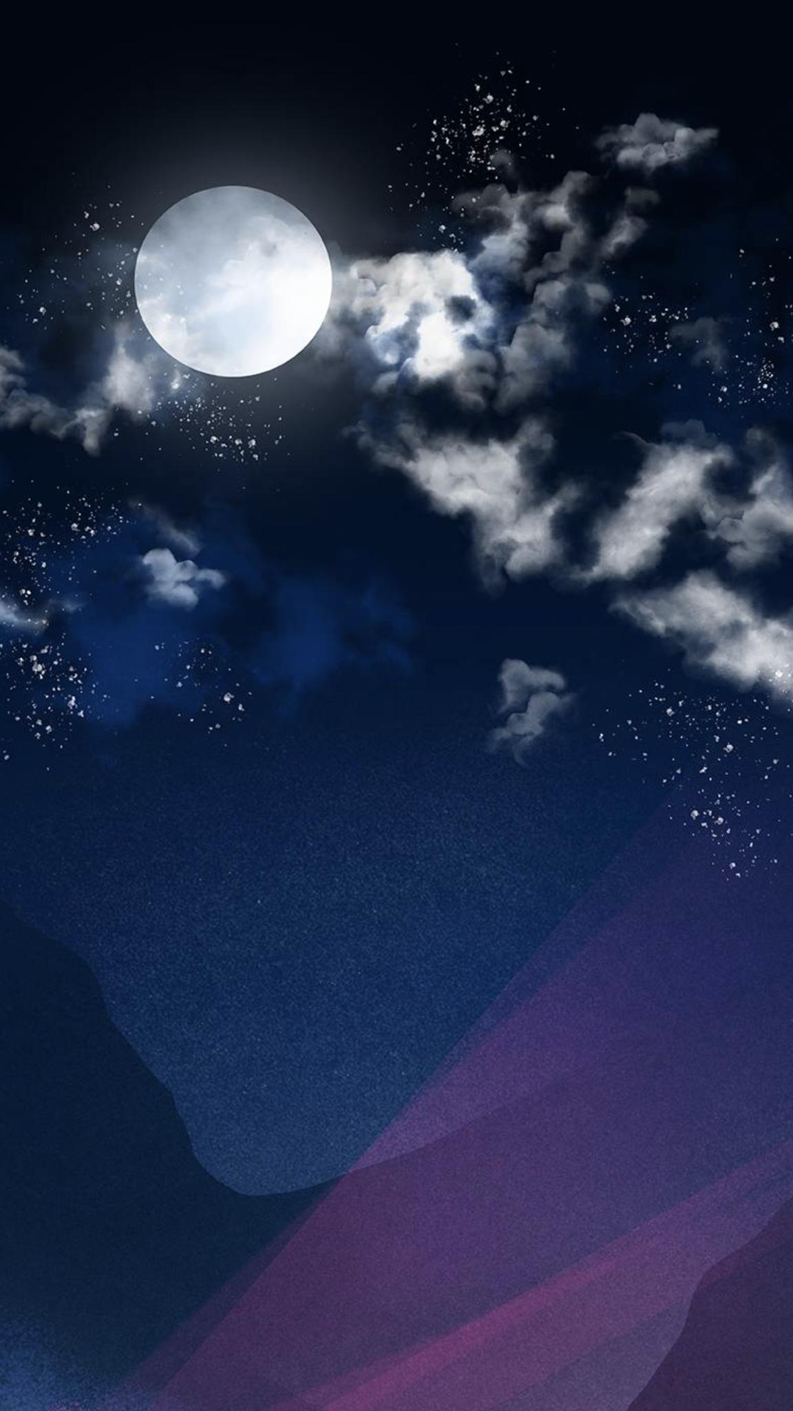 Luna blu con nuvole notturne, 1152x2048 Verticale, iPhone Air