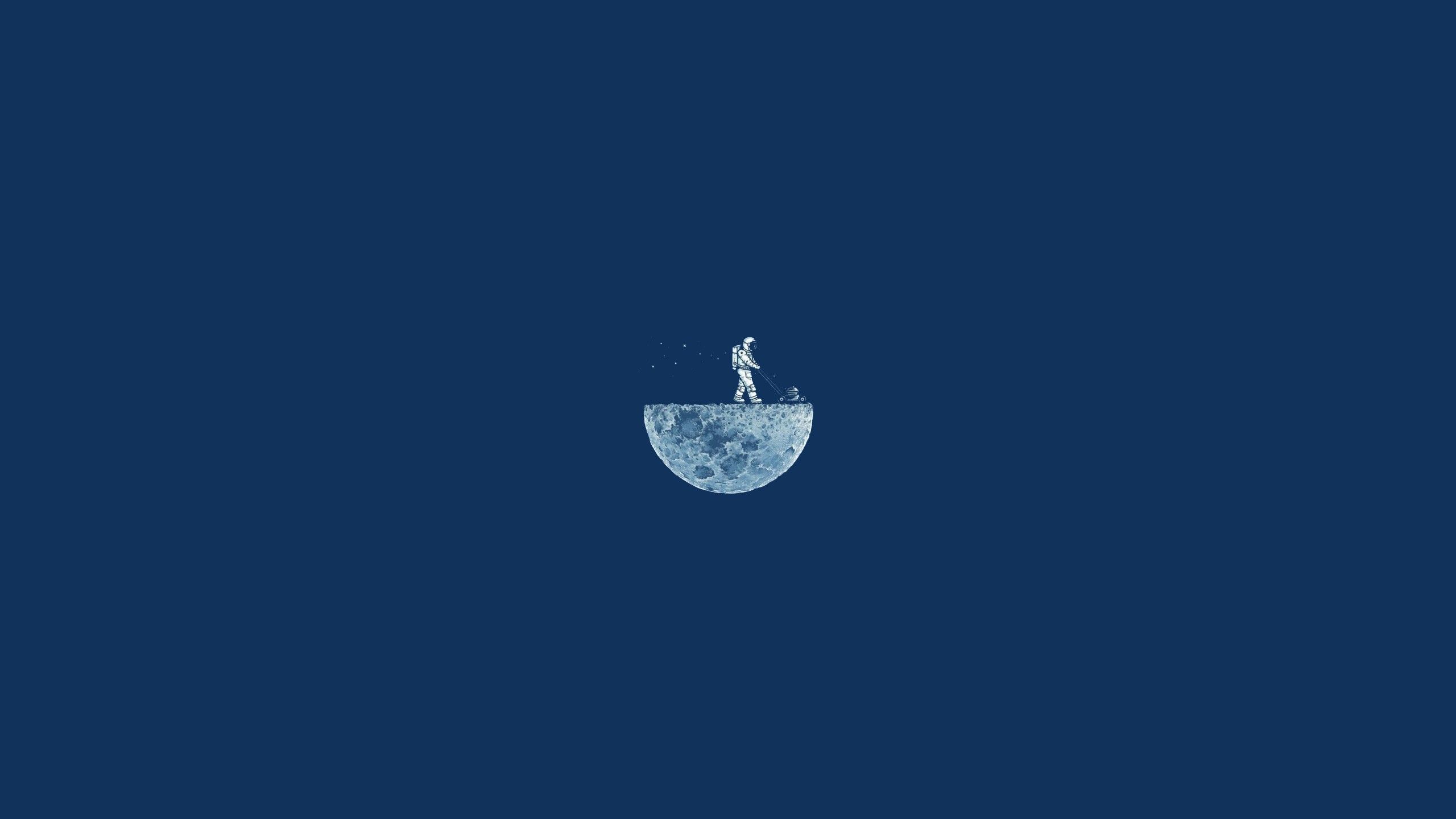 Astronauta luna blu minimalista, 2560x1440 2K, Desktop