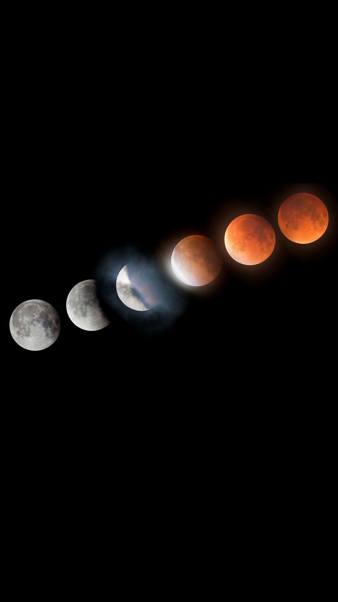 Fasi eclissi luna rossa, 1080x1920 Verticale, iPhone Pro