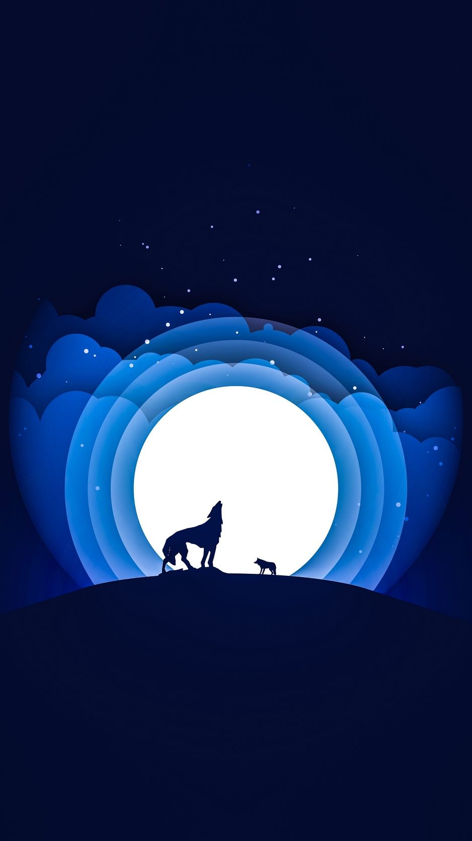Lupo che ulula luna blu, 938x1668 Verticale, iPhone Air