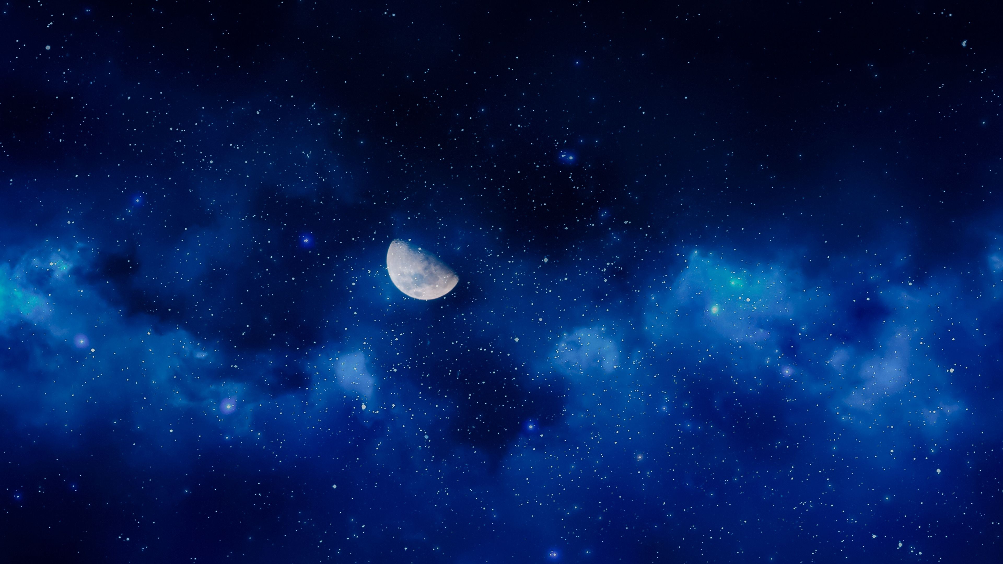 Luna blu tra le stelle, 3840x2160 4K Ultra HD, Monitor 4K