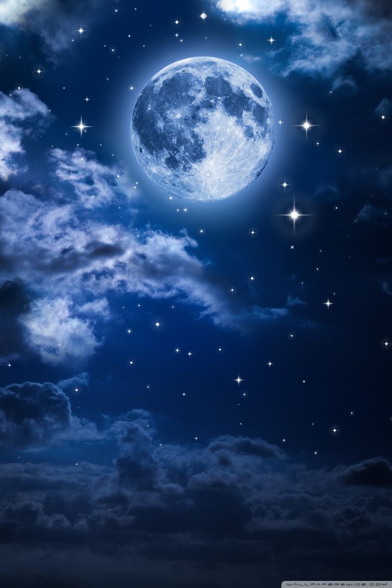 Luna blu tra nuvole notturne, 768x1152 Verticale, OnePlus
