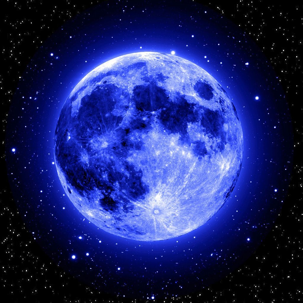Luna blu piena nello spazio, 1024x1024 HD, PC