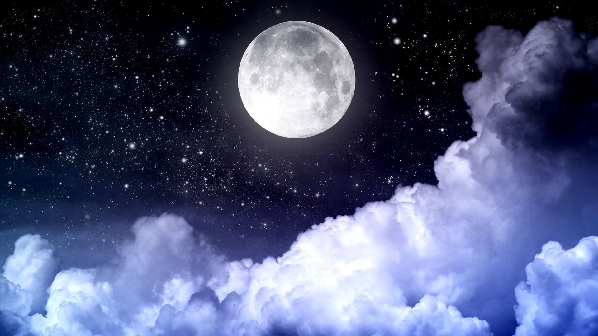 Luna piena tra nuvole notturne, 1920x1080 1080p, PC Desktop