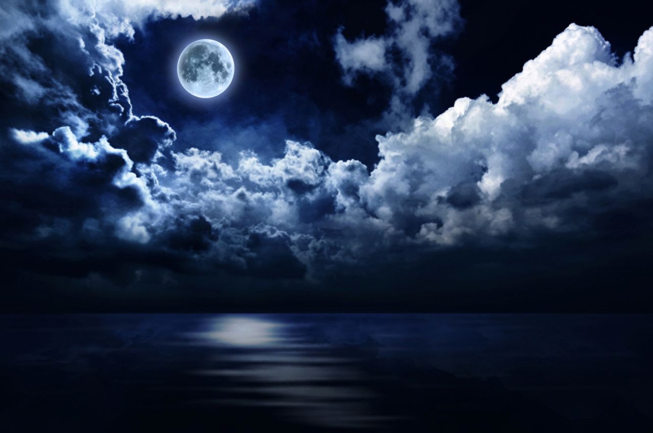 Luna piena su mare notturno, 1280x850 720p, Lenovo Legion