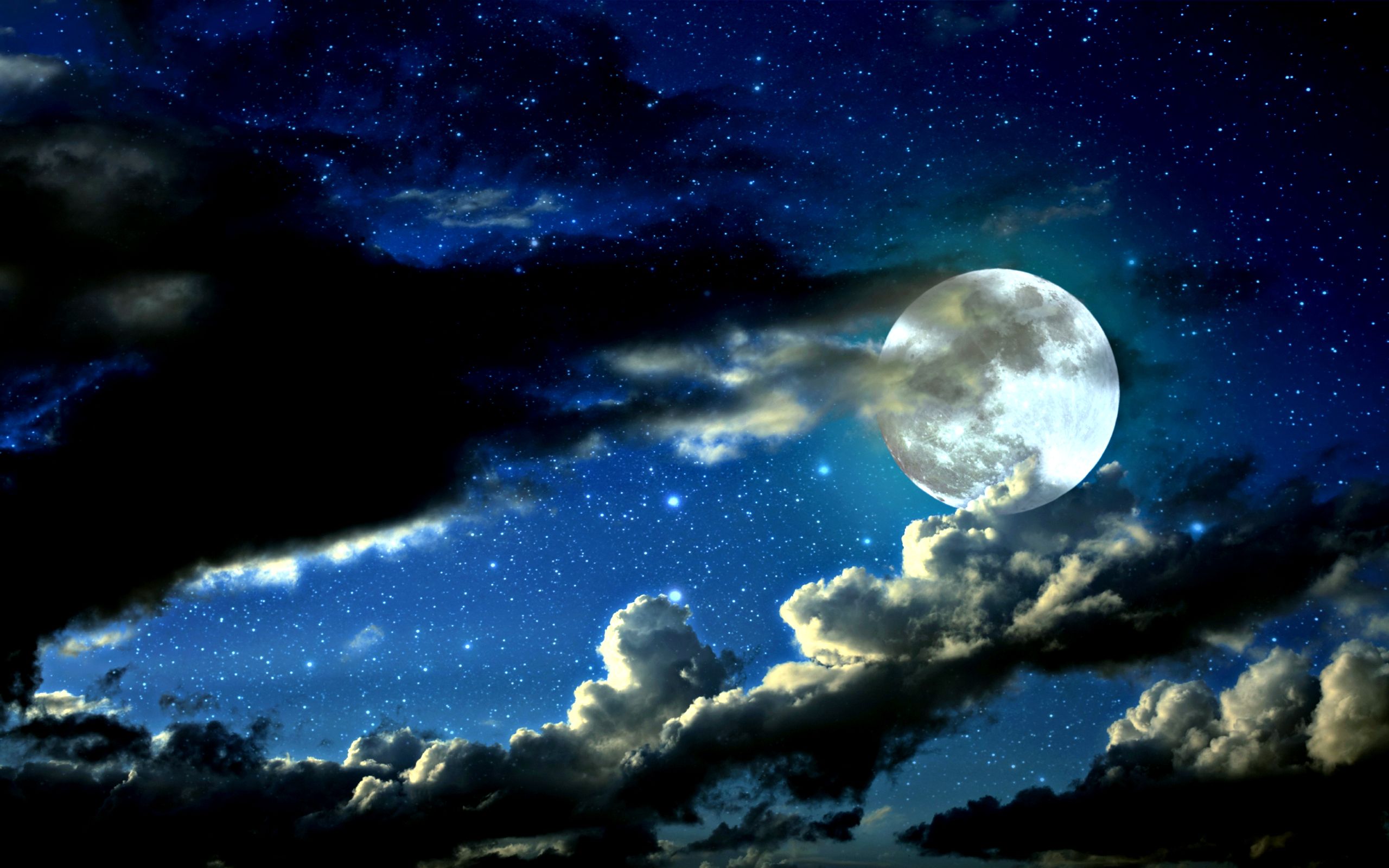 Luna piena tra nuvole notturne, 2560x1600 WQXGA, PC