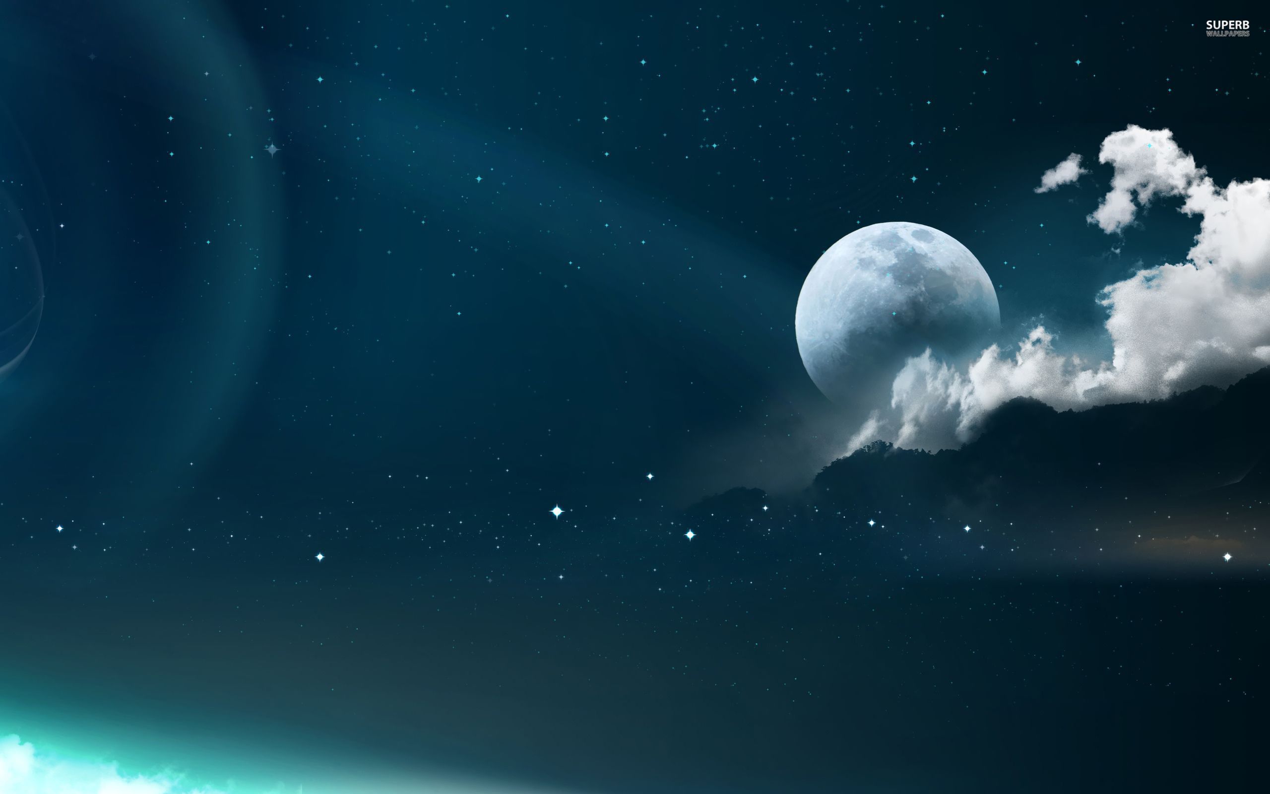 Luna piena blu con nuvole, 2560x1600 WQXGA, Desktop