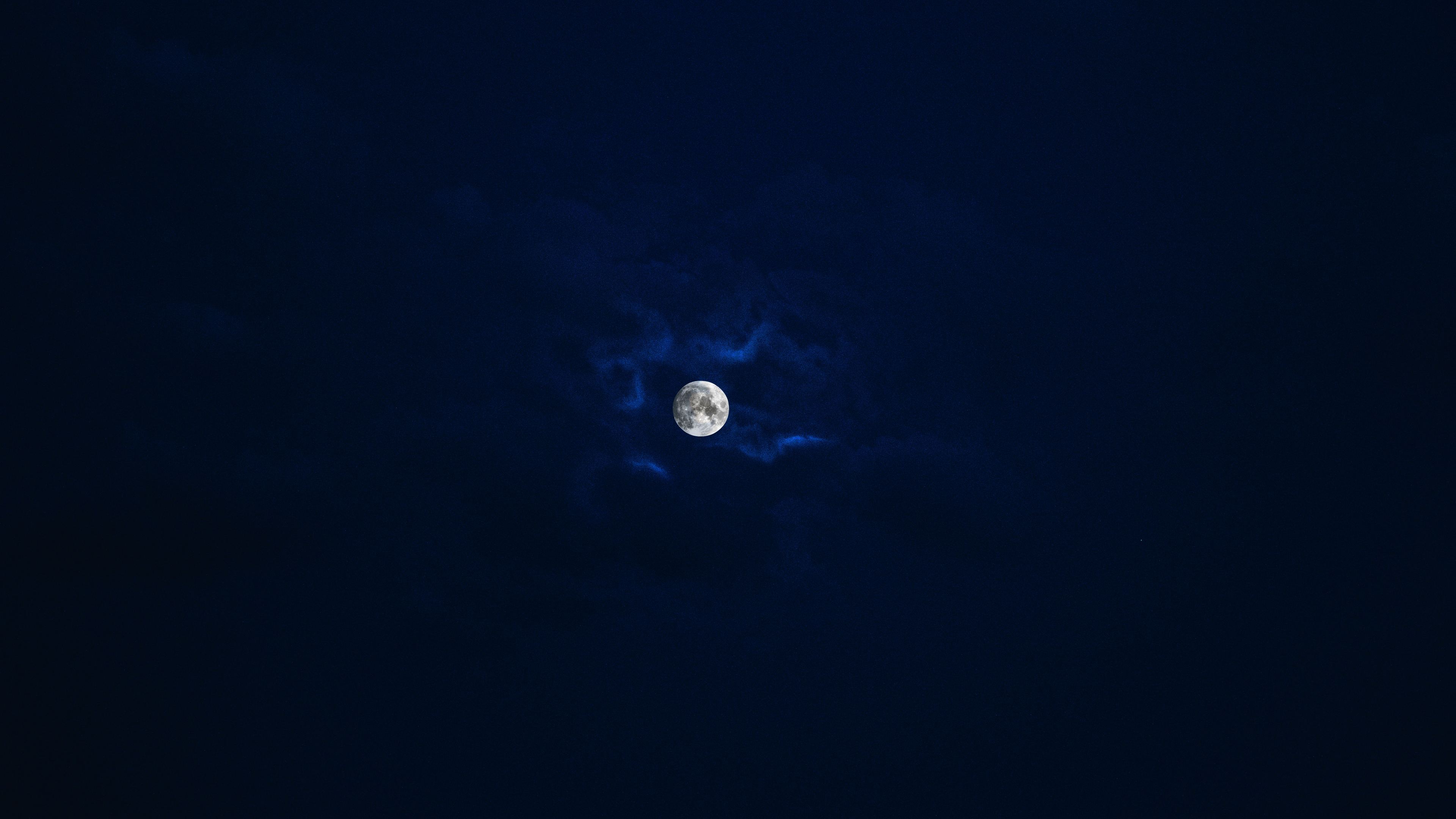 Luna piena cielo blu notte, 3840x2160 4K Ultra HD, Monitor 4K