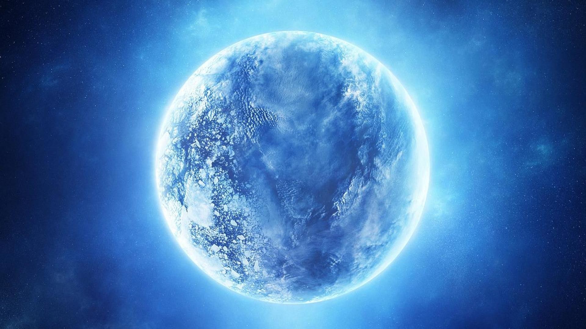 Luna blu luminosa nello spazio, 1920x1080 Full HD 1080p, Laptop