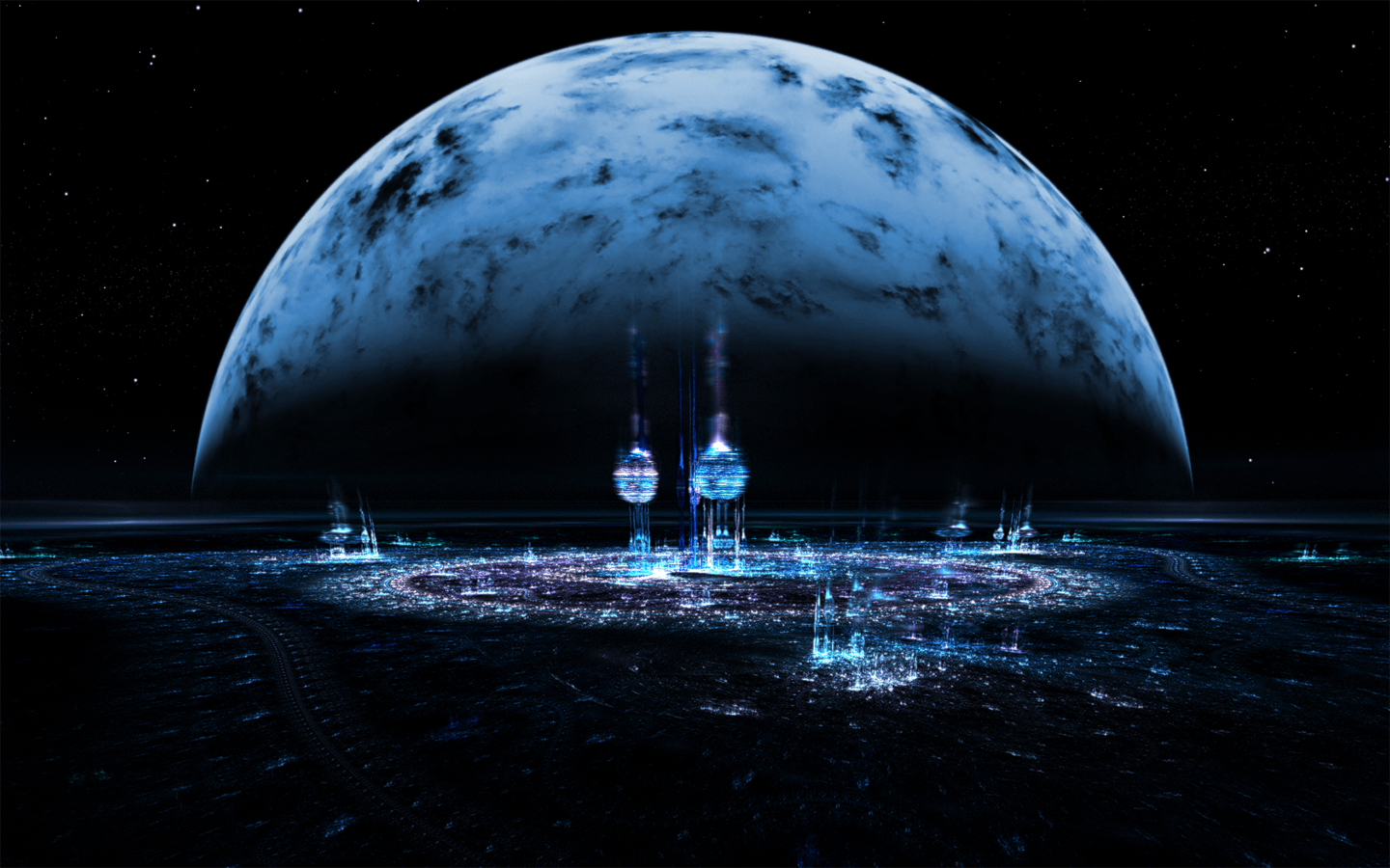 Luna blu con luci futuristiche, 1440x900 HD, MacBook Air