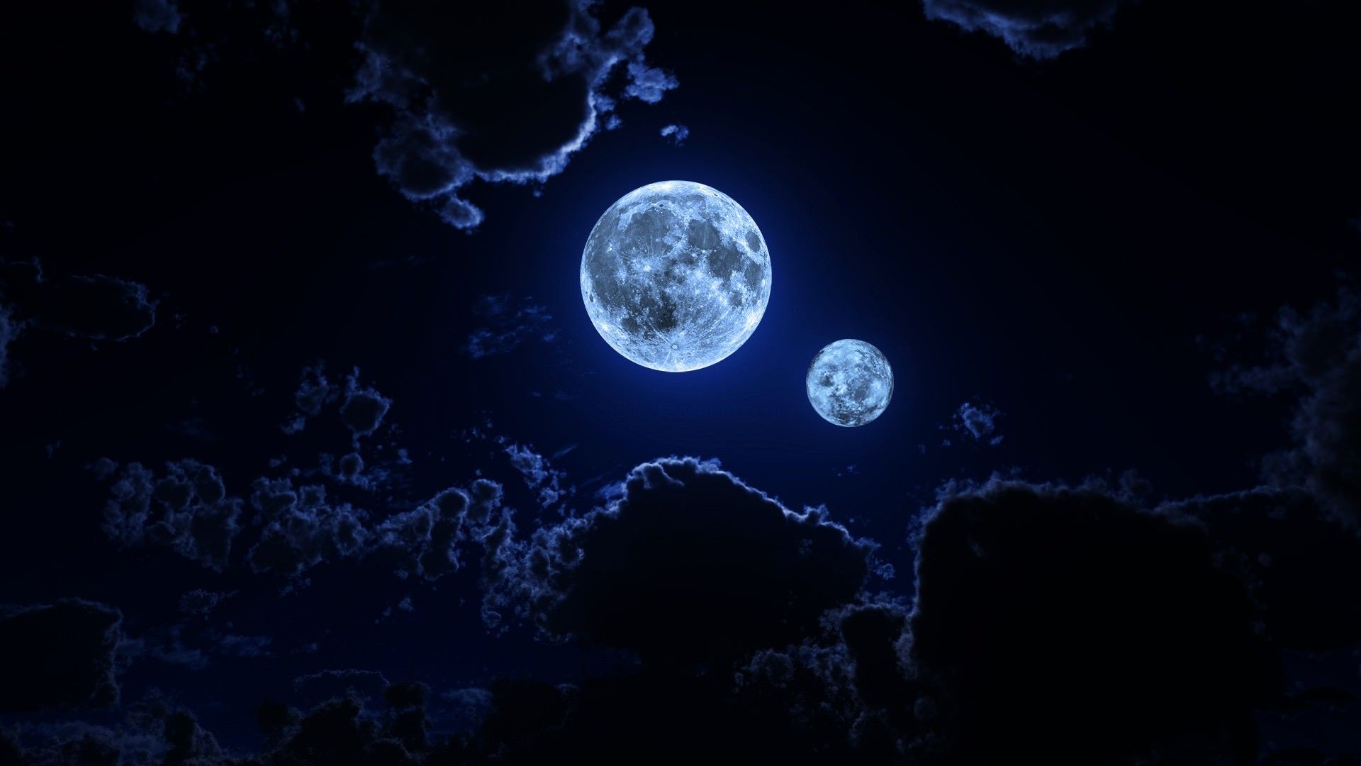 Luna blu tra nuvole notturne, 1920x1080 1080p, PC