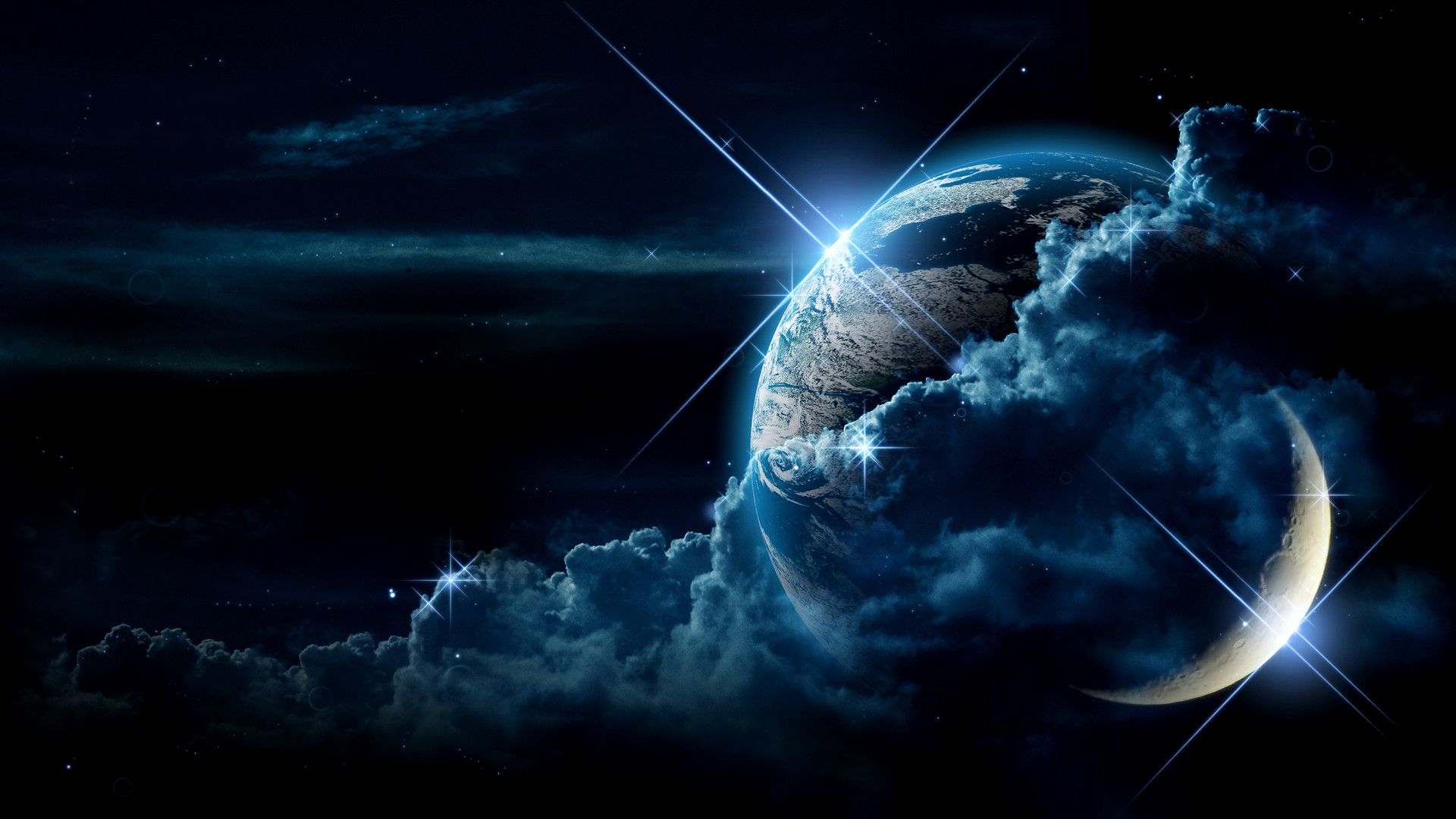 Pianeta con luna blu, 1920x1080 1080p, Desktop