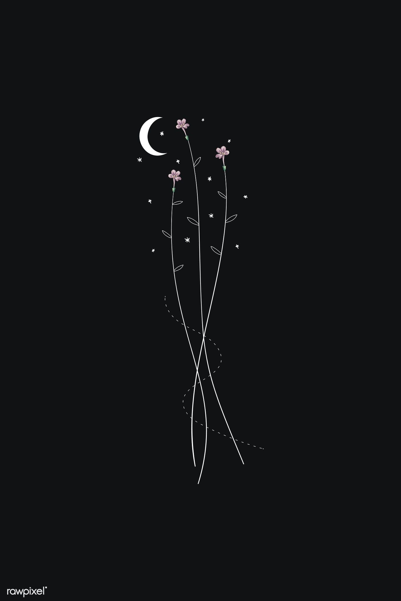 Fiori minimal e luna, 1400x2100 Verticale, OnePlus
