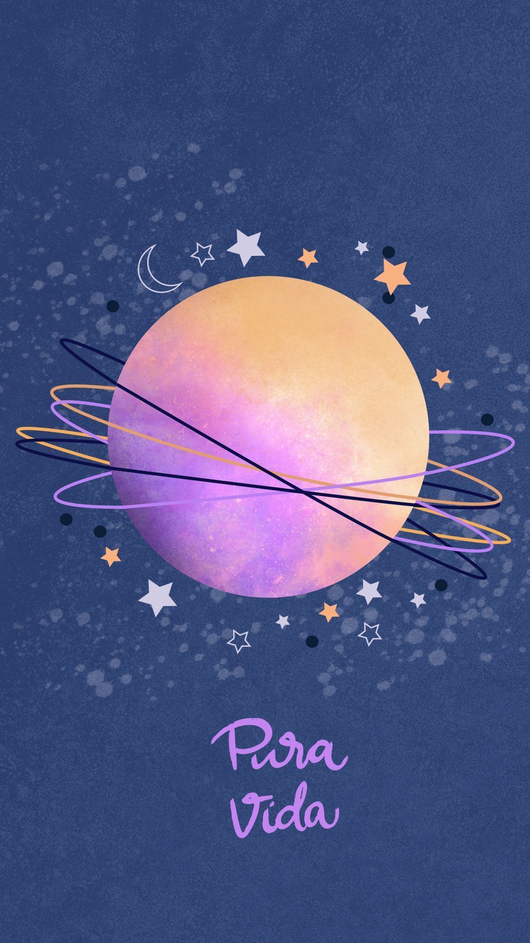Luna boho con stelle e anelli, 1080x1920 Full HD Verticale, Smartphone