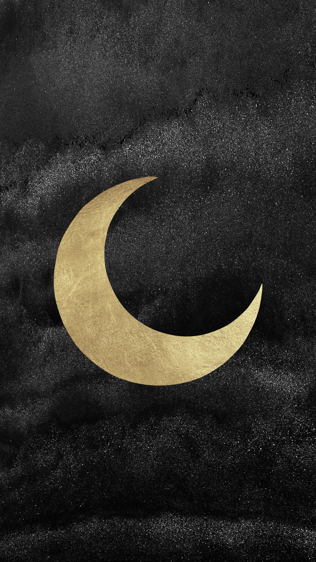 Luna crescente dorata sfondo nero, 1080x1920 Verticale, Telefono