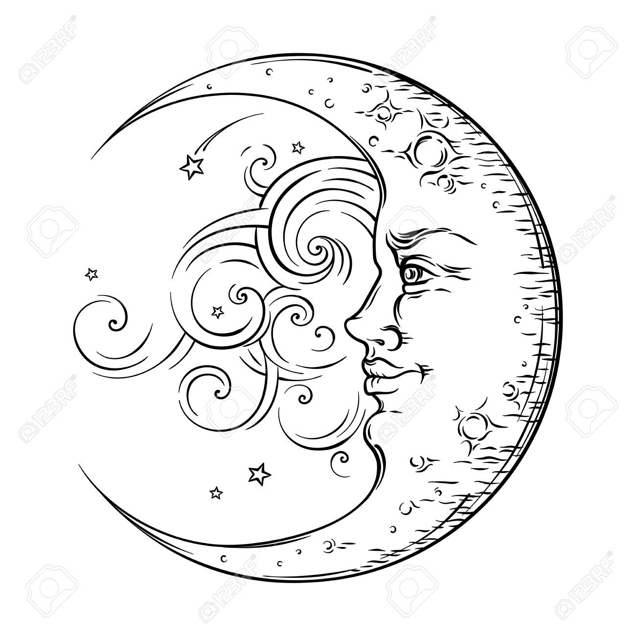 Sole e luna boho bianco nero, 768x1024 Verticale, Telefono
