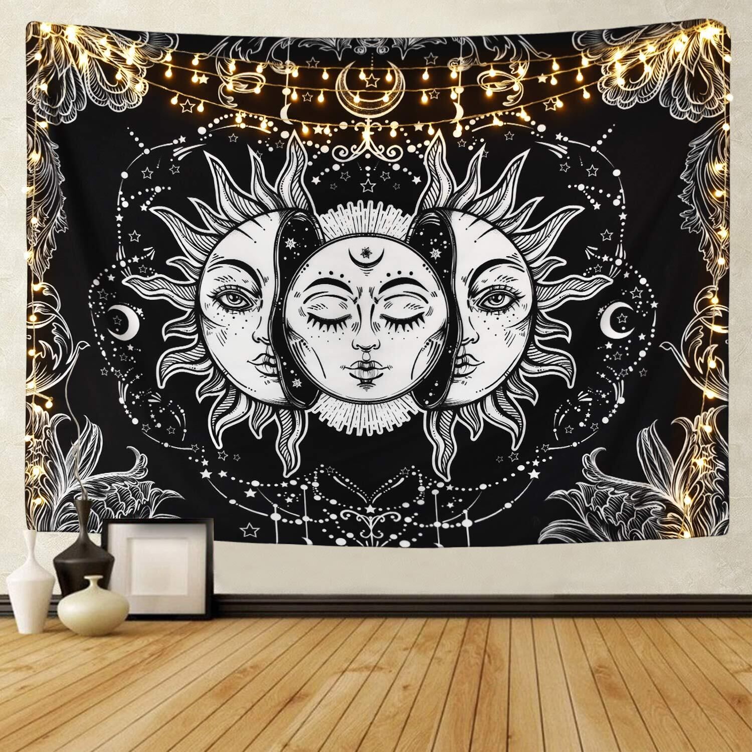 Arazzo boho sole luna volti, 1500x1500 HD, Desktop