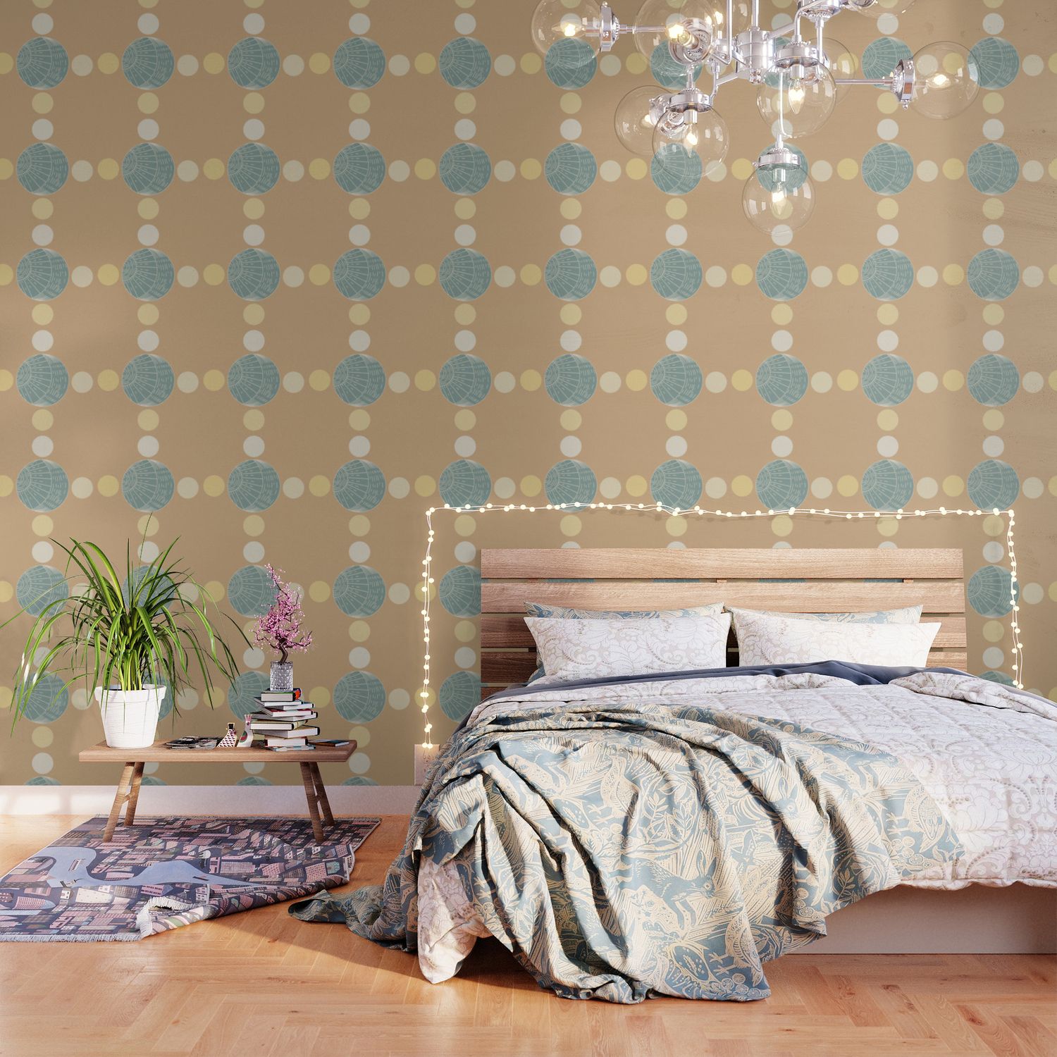 Cerchi geometrici boho beige verde, 1500x1500 720p, PC