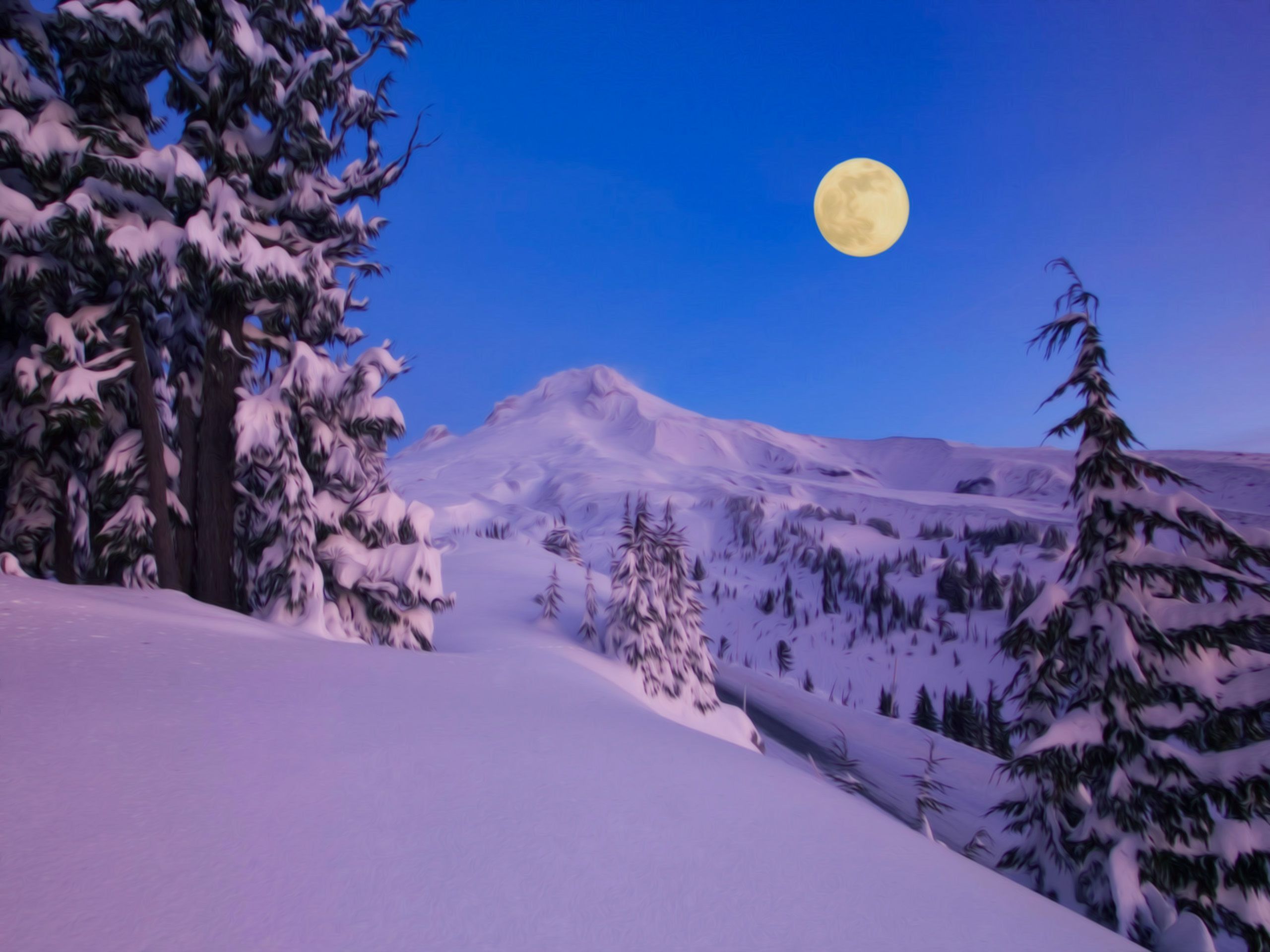 Luna piena su montagna innevata, 2560x1920 WQXGA, Desktop