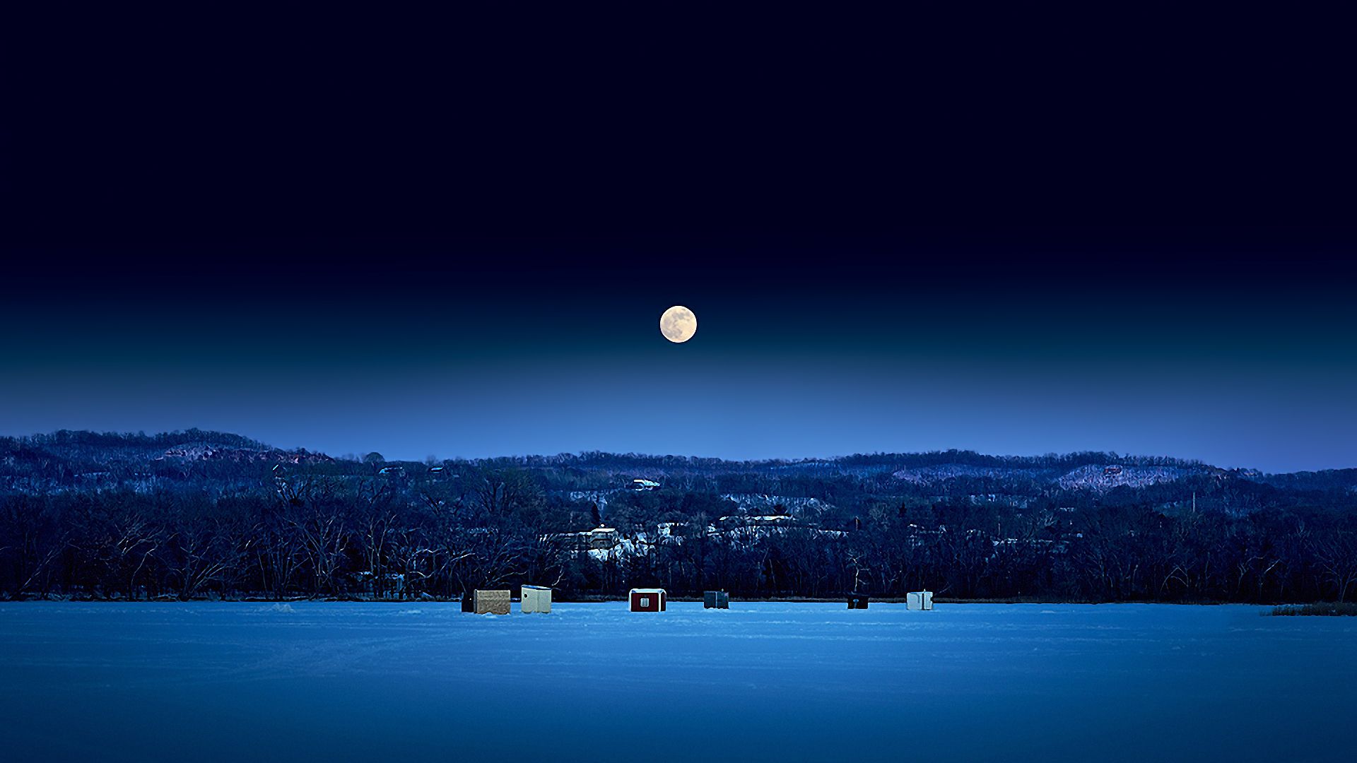 Luna piena notte innevata, 1920x1080 1080p, PC
