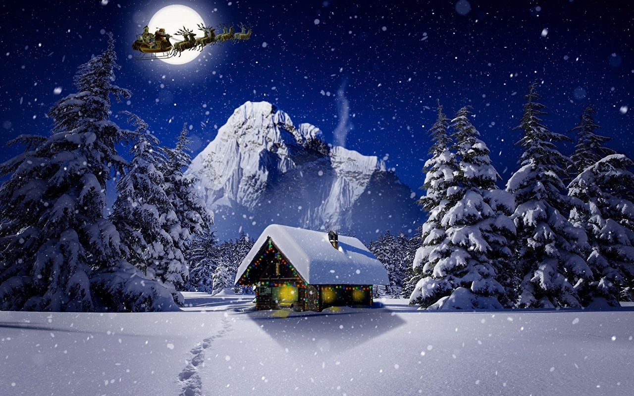 Slitta di Babbo Natale su luna, 1280x800 HD, Notebook Gaming