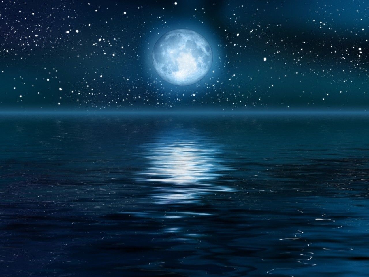 Luna blu riflessa sull'oceano, 1280x960 HD, ROG Asus Laptop