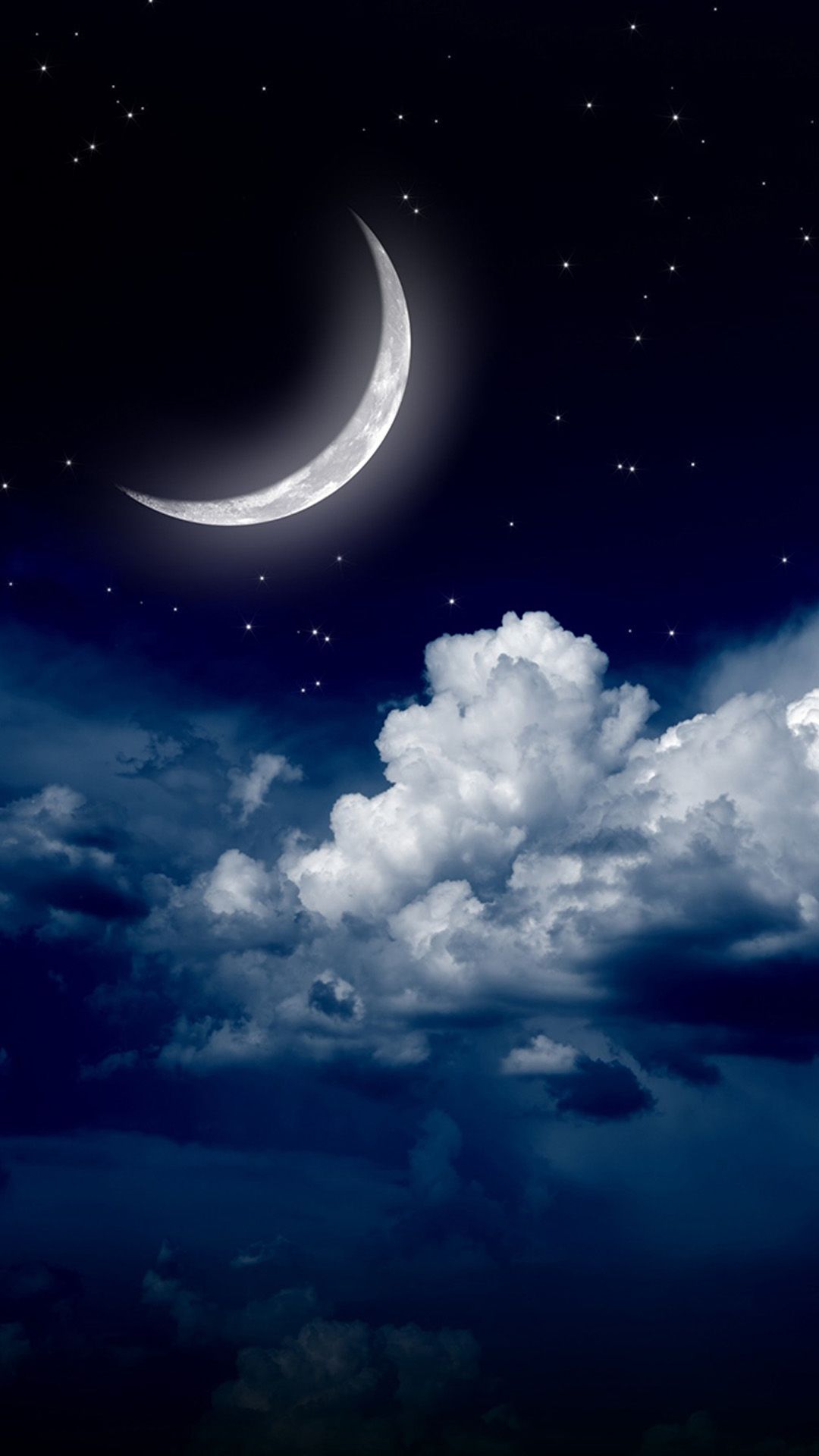 Luna crescente blu notturna, 1080x1920 Full HD Verticale, Samsung Galaxy