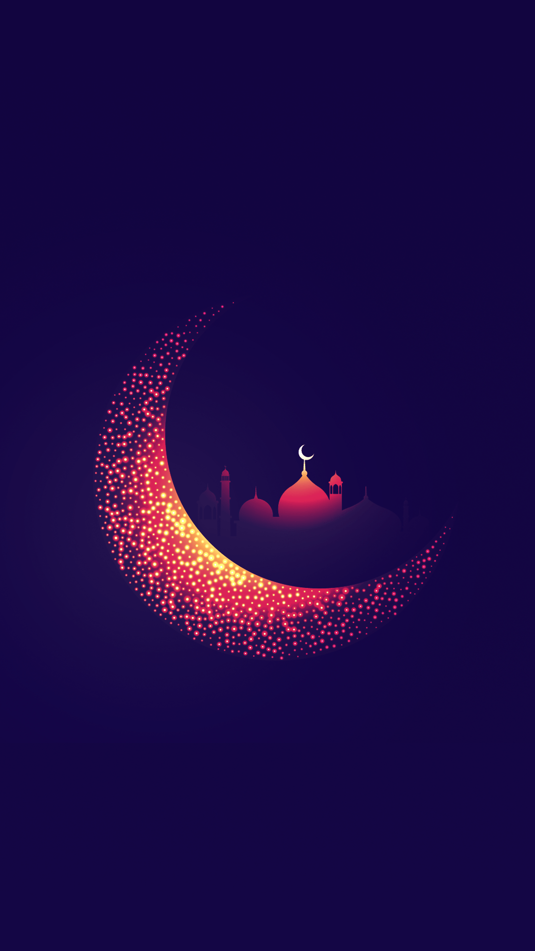 Luna crescente con moschea silhouette, 1080x1920 Full HD Verticale, Smartphone