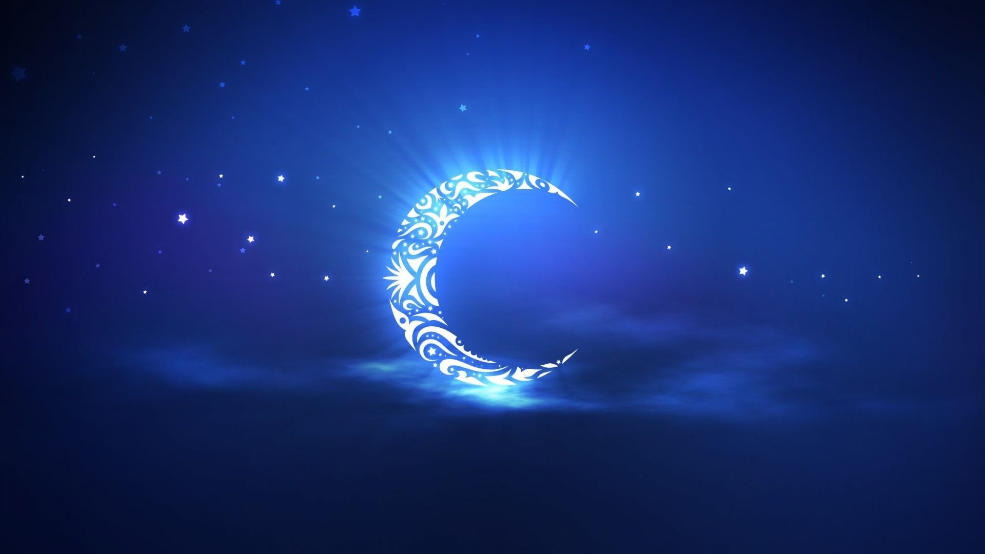 Luna crescente decorativa blu, 1920x1080 Full HD, PC Desktop