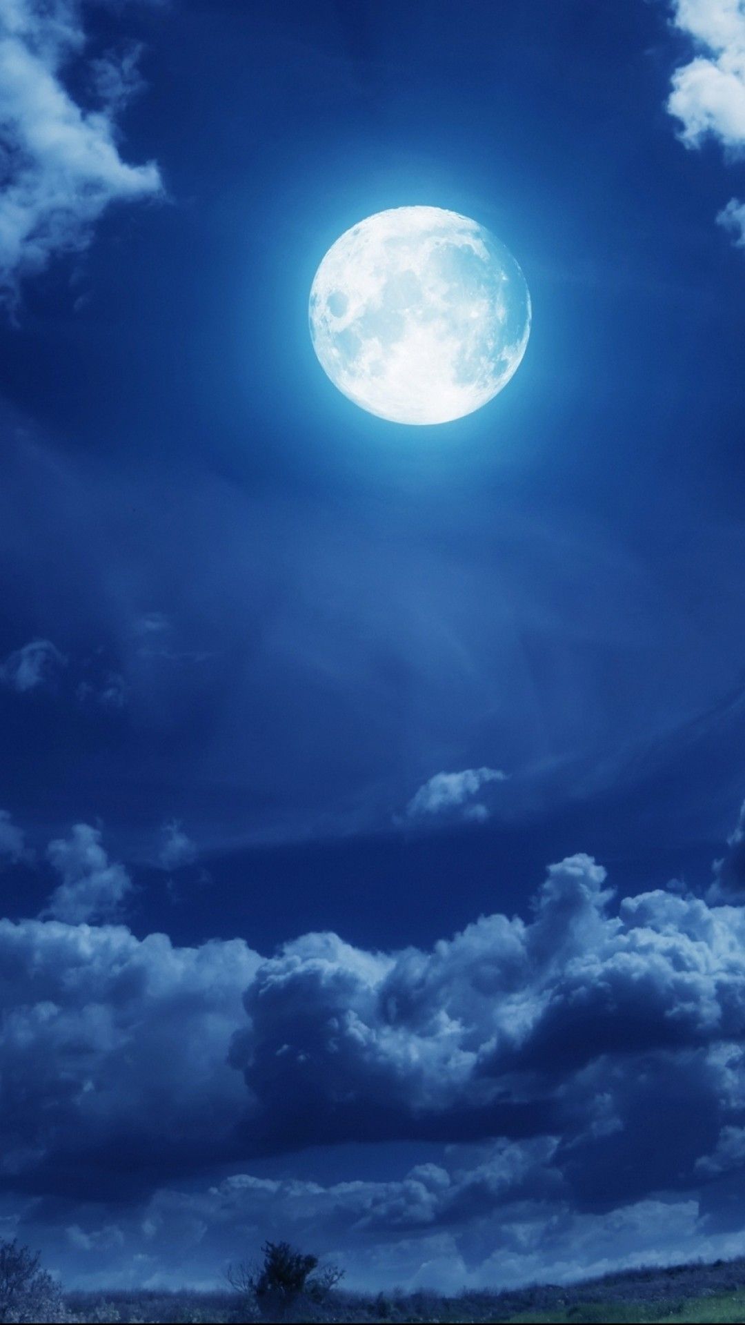 Luna piena blu notturna, 1080x1920 Full HD Verticale, Smartphone