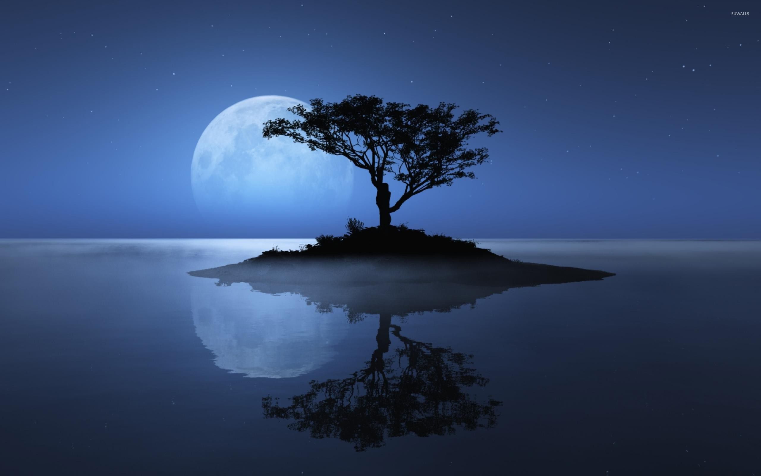 Luna blu sopra acqua, 2560x1600 WQXGA, Desktop