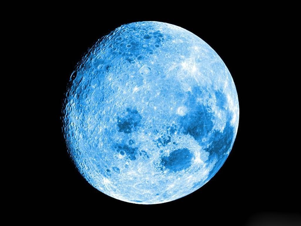 Luna blu piena, cielo nero, 1024x768 HD, Desktop