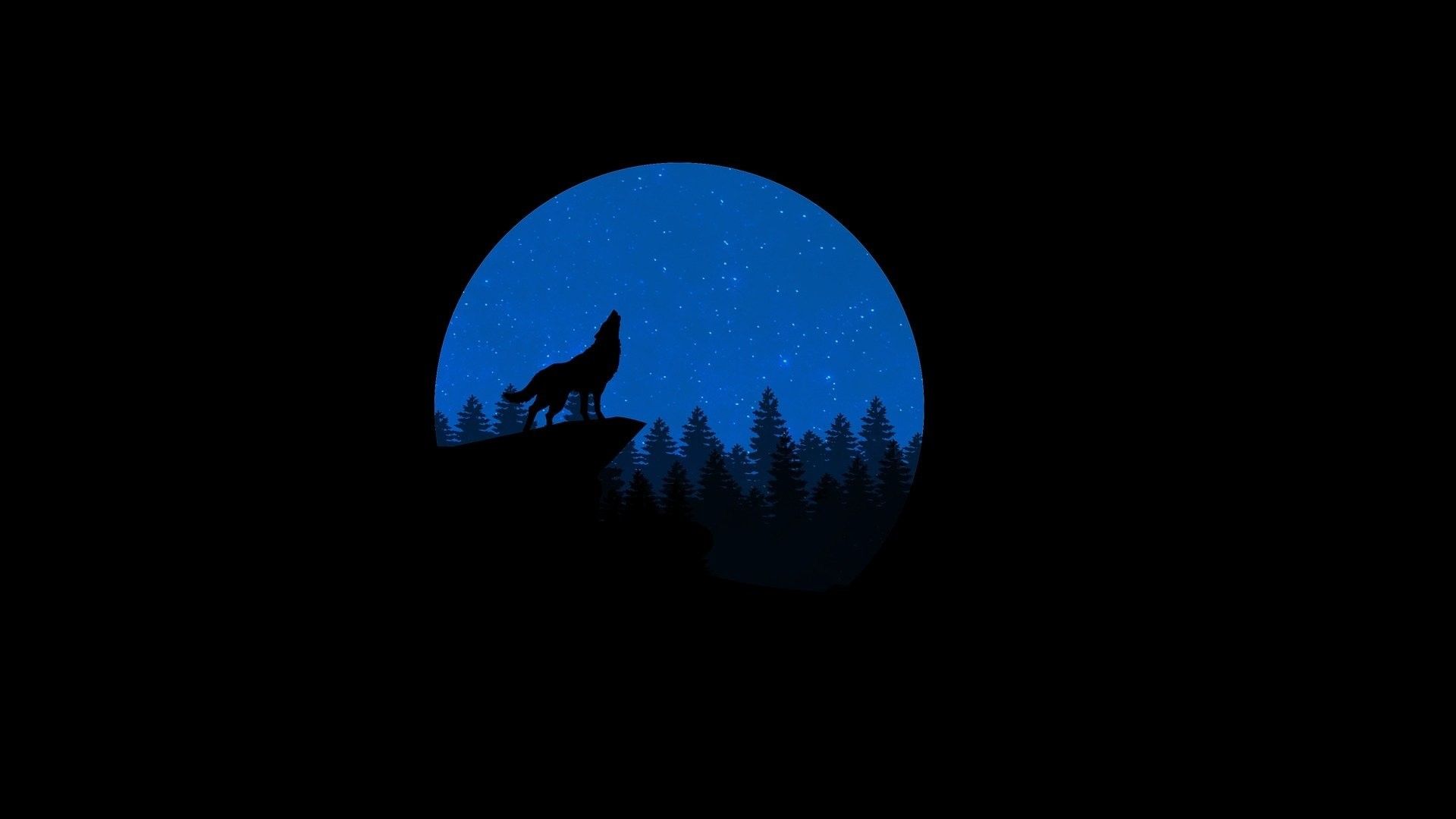 Lupo che ulula sotto luna blu, 1920x1080 Full HD, Desktop