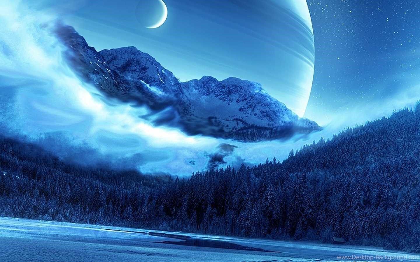 Luna blu su montagne innevate, 1440x900 HD, MacBook Air