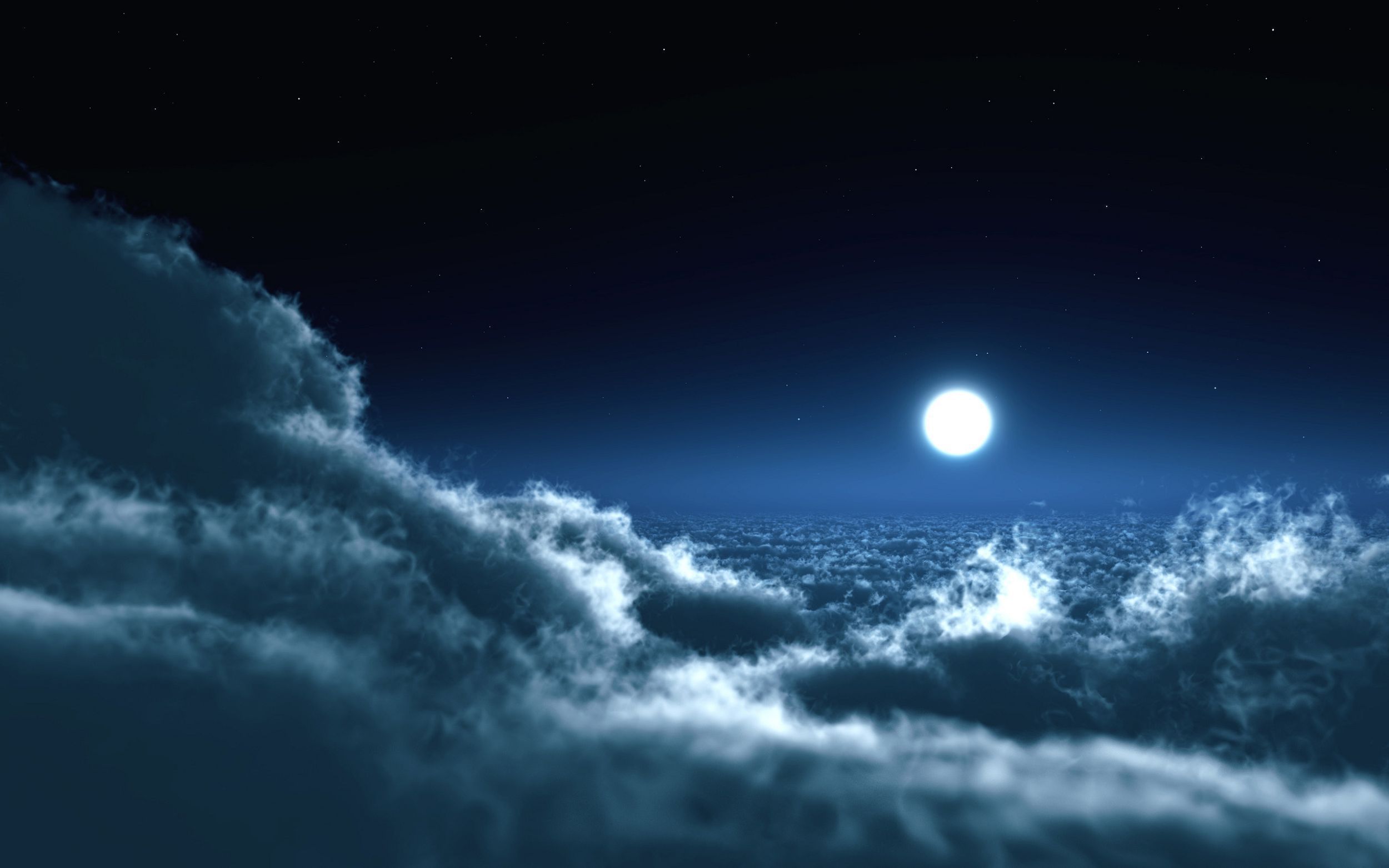 Luna piena tra nuvole notturne, 2500x1563 alta risoluzione, Desktop