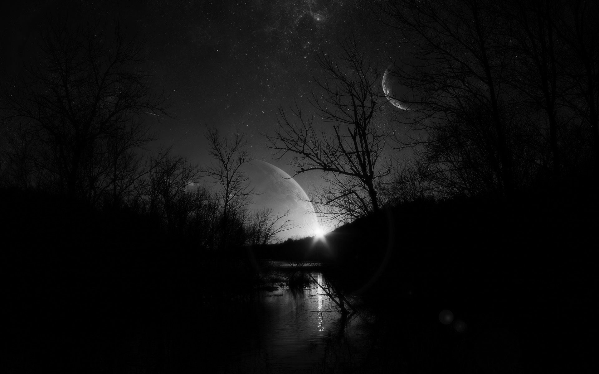 Luna nera notte scura, 1920x1200 Full HD+, Desktop