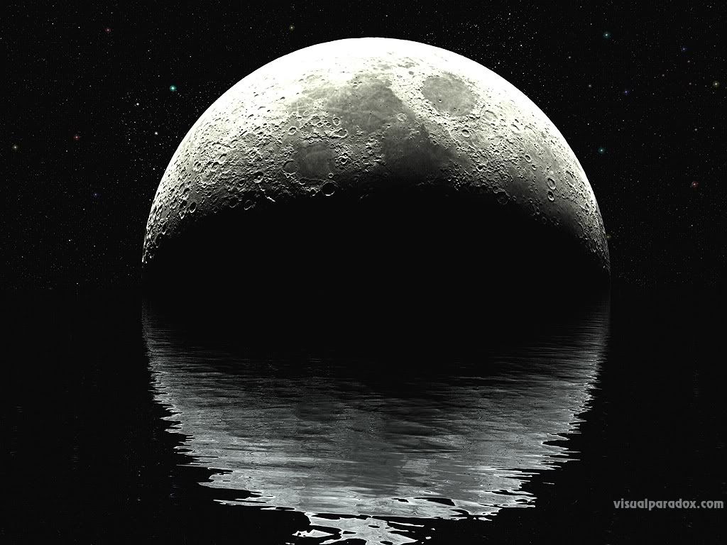 Luna nera su acqua notturna, 1024x768 HD, Desktop